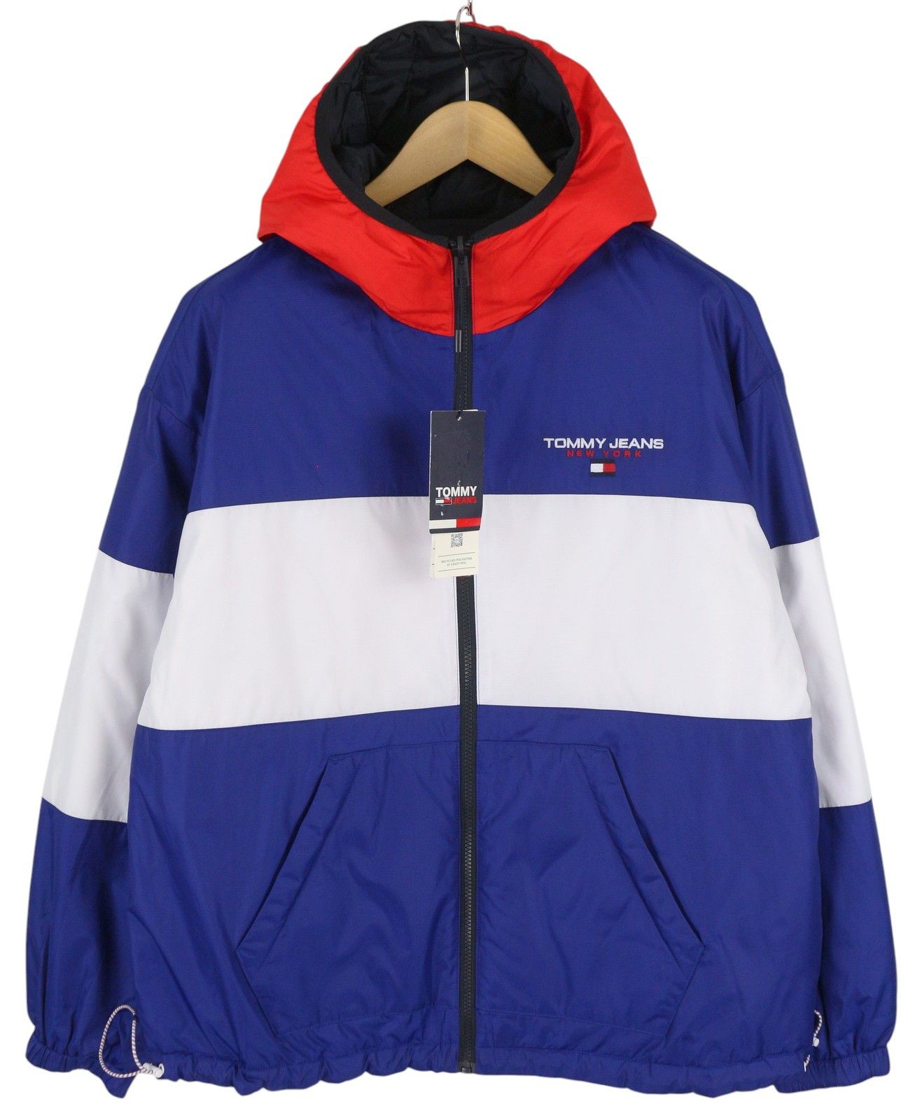 Tommy Hilfiger REVERSIBLE QUILTED M Blue Quilted Hooded Logo Jacket 86389 Size US M / EU 48-50 / 2 - 1 Thumbnail
