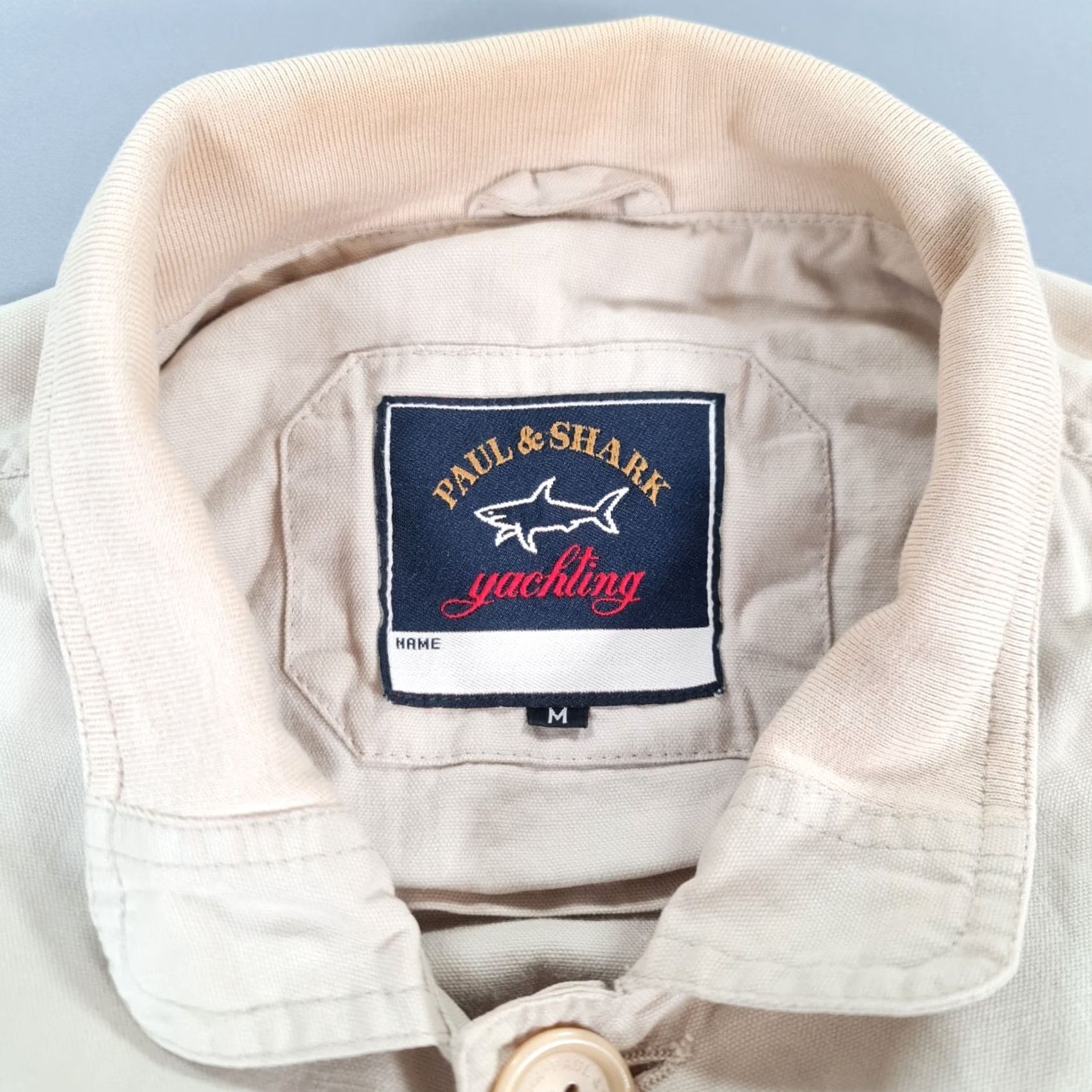 Paul & Shark VINTAGE Paul & Shark Mens Jacket Bomber Cotton Lightweight Beige M Regular Pocket Zip Logo Italy 90s Designer Size US M / EU 48-50 / 2 - 3 Thumbnail