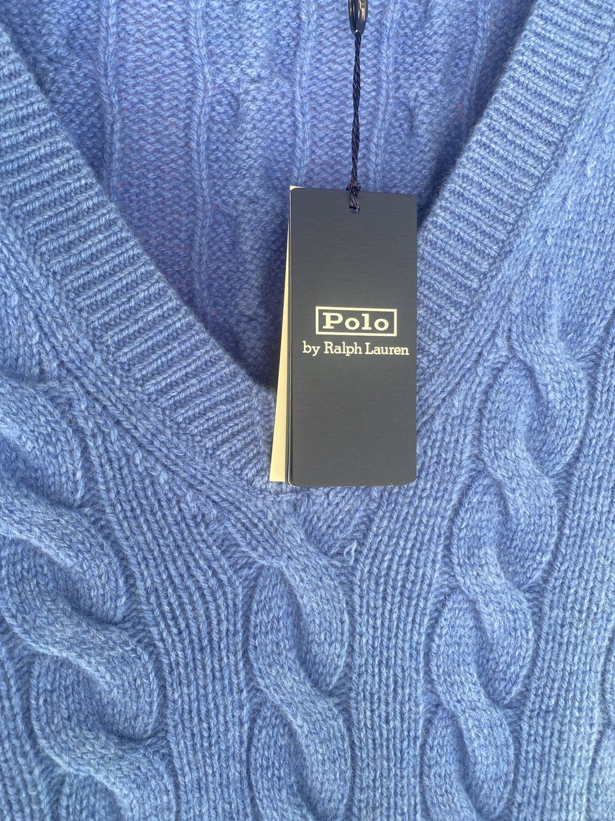 Polo Ralph Lauren NWT cable knit bright blue boxy vest sweater Size XL / US 12-14 / IT 48-50 - 4 Thumbnail
