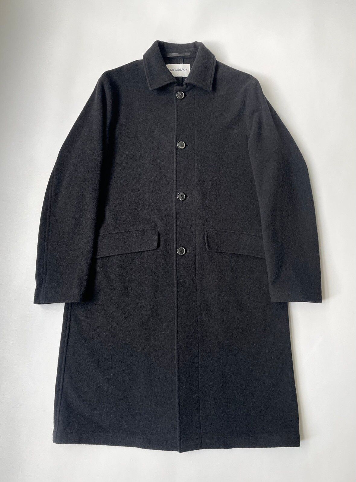 Pre-owned Our Legacy Boxy Fit Black Wool Overcoat