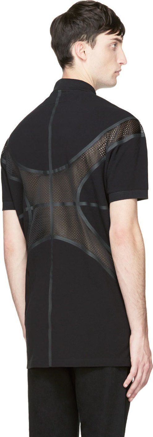 Black Basketball Pitch Mesh Paneling Polo