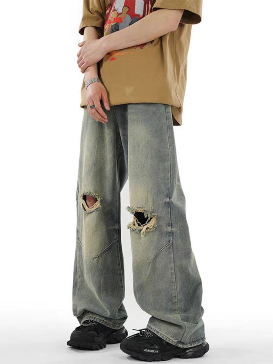 Japanese Brand Washed street knee ripped vintage baggy jeans Size US 34 / EU 50 - 3 Thumbnail