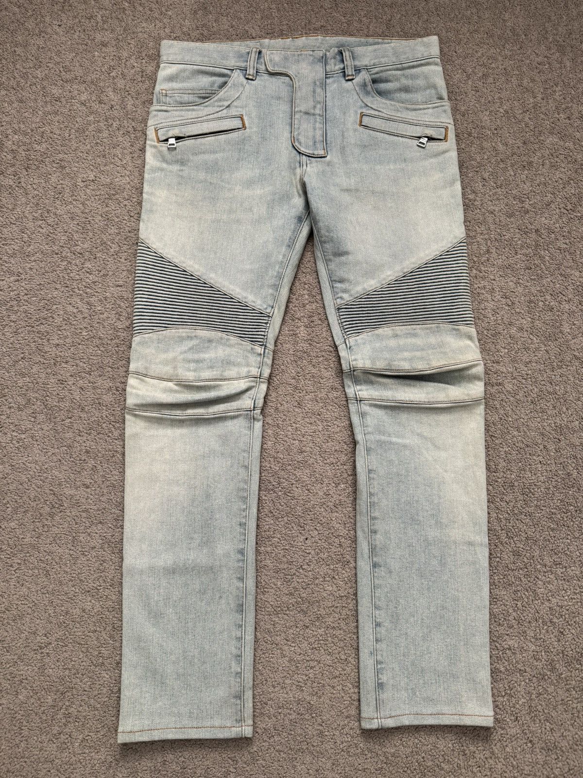 Balmain SS16 Balmain Olivier Rousteing Zip Biker Denim Jeans Size US 30 / EU 46 - 1 Thumbnail