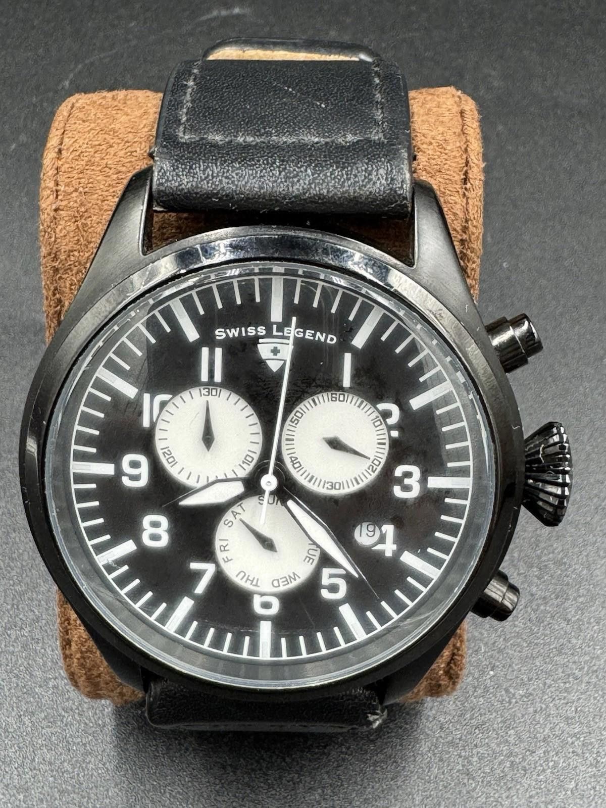 Swiss Legend Swiss Legend Pioneer Chronograph Watch 413172071 Black Dial Size ONE SIZE - 2 Thumbnail