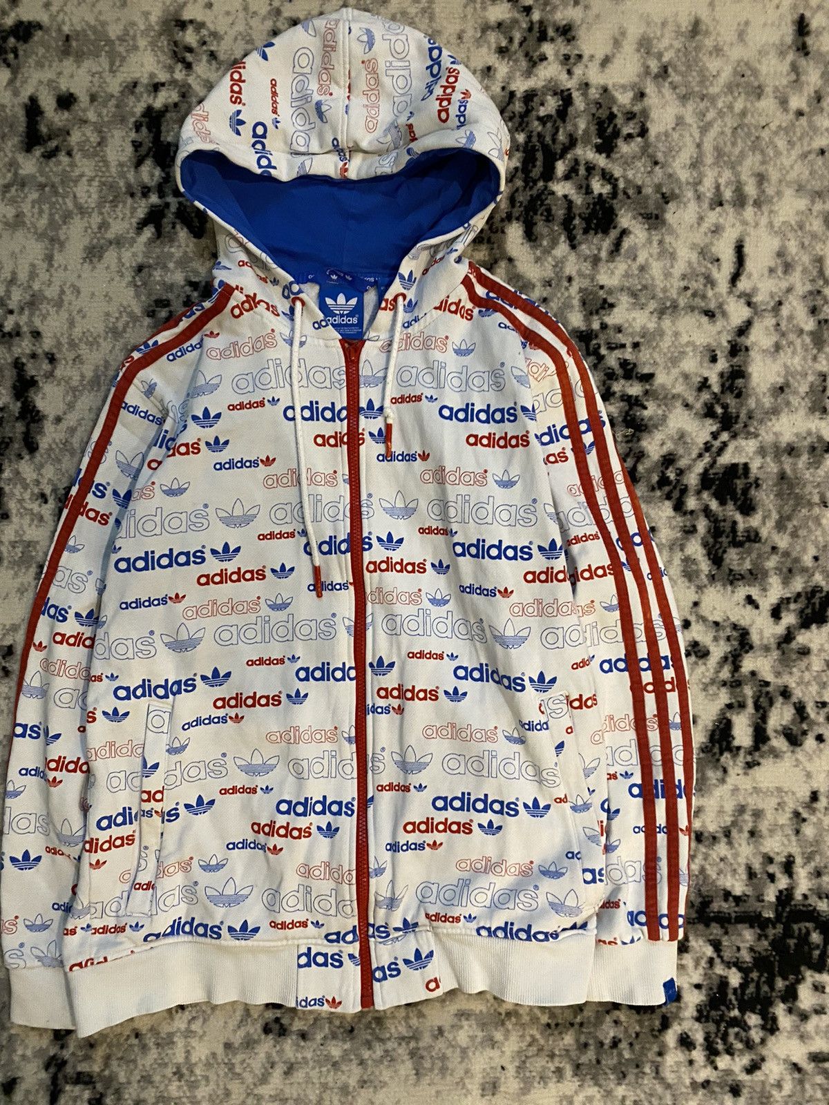Adidas × Vintage Vintage Adidas Zip Hoodie Monogram S Size Size US S / EU 44-46 / 1 - 2 Thumbnail