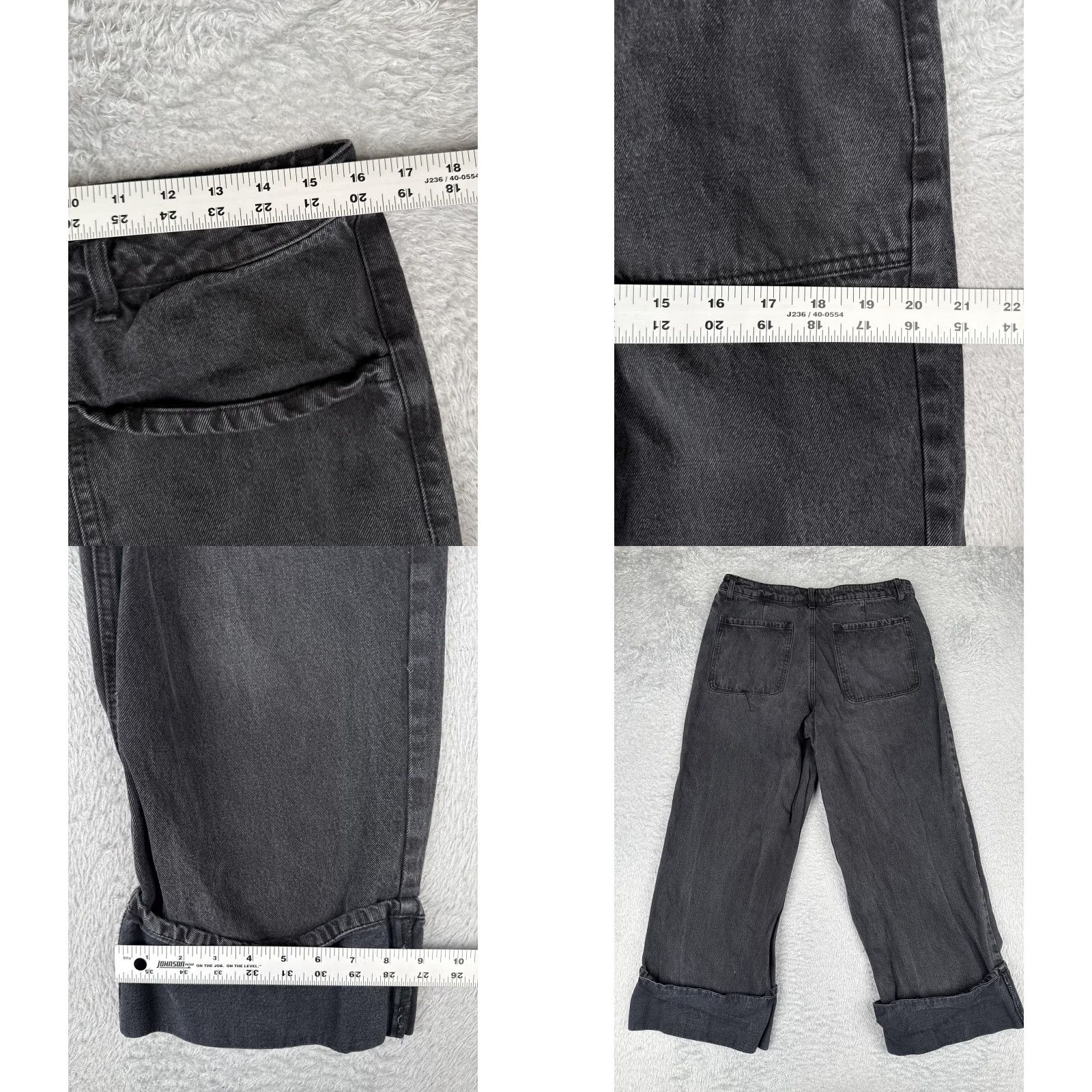 Vintage No Boundaries Jeans Womens 12 Charcoal High Rise Wide-Leg Cuffed Denim 31x27 (Relaxed) Size 34" / US 12 / IT 48 - 9 Thumbnail