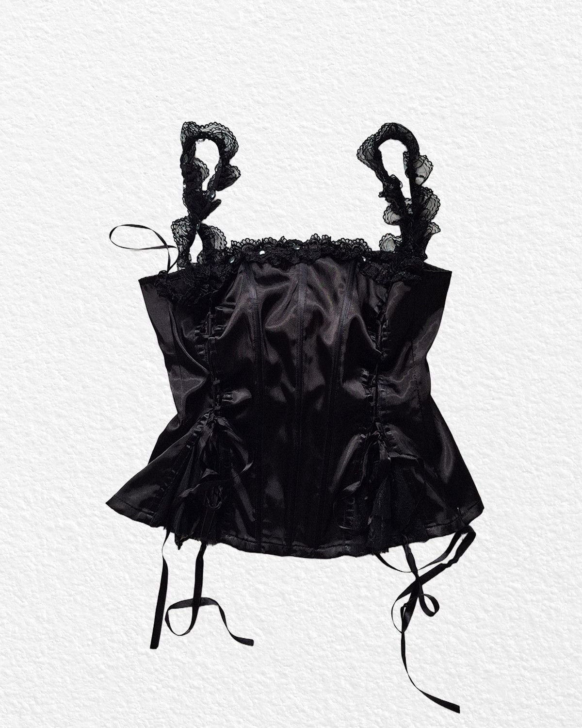 Vintage RARE Black Silk Corset Size L / US 10 / IT 46 - 1 Thumbnail