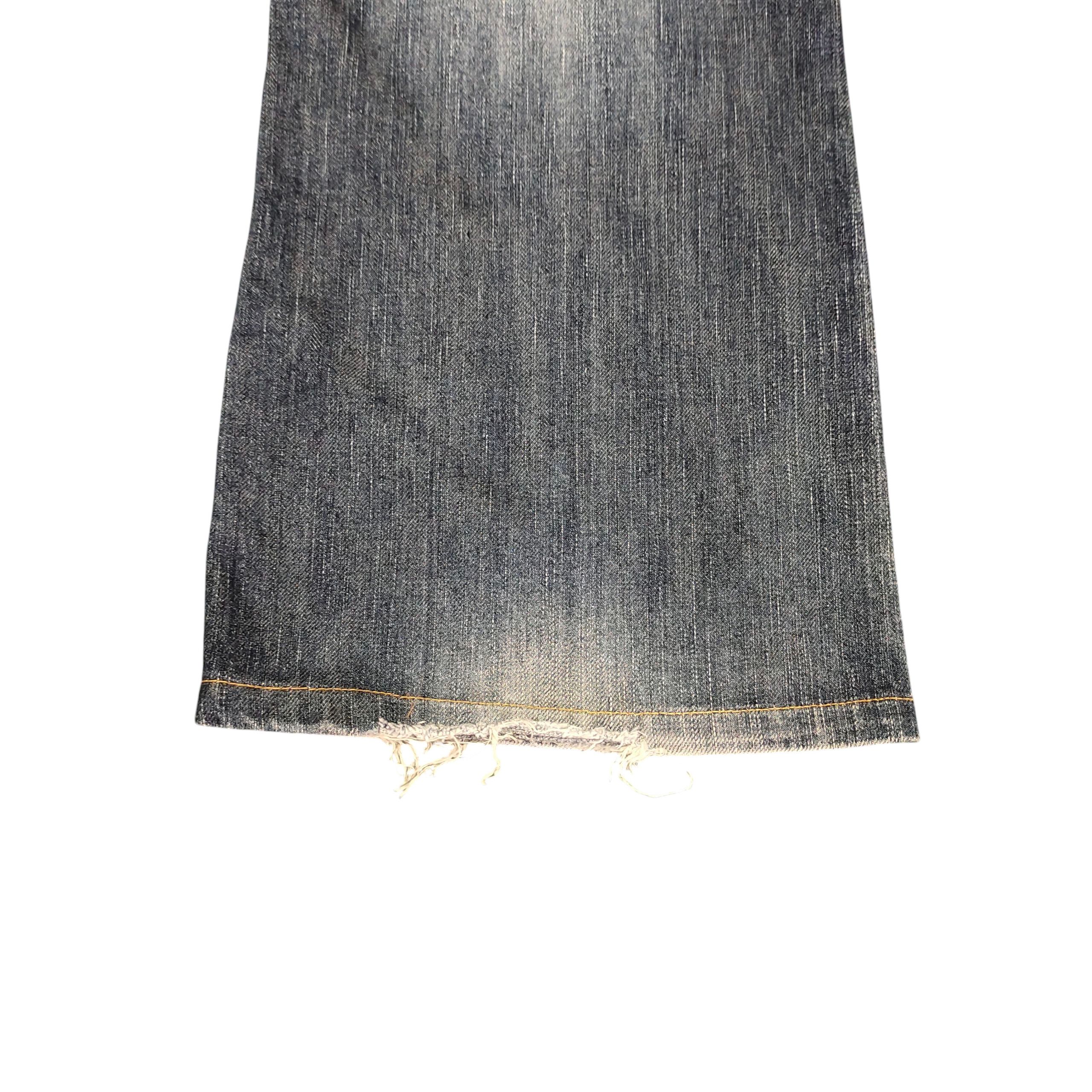 If Six Was Nine Flare Jeans 90s Edwin Cowboy Clawmark Distress Denim Bootcut Size US 33 - 7 Thumbnail