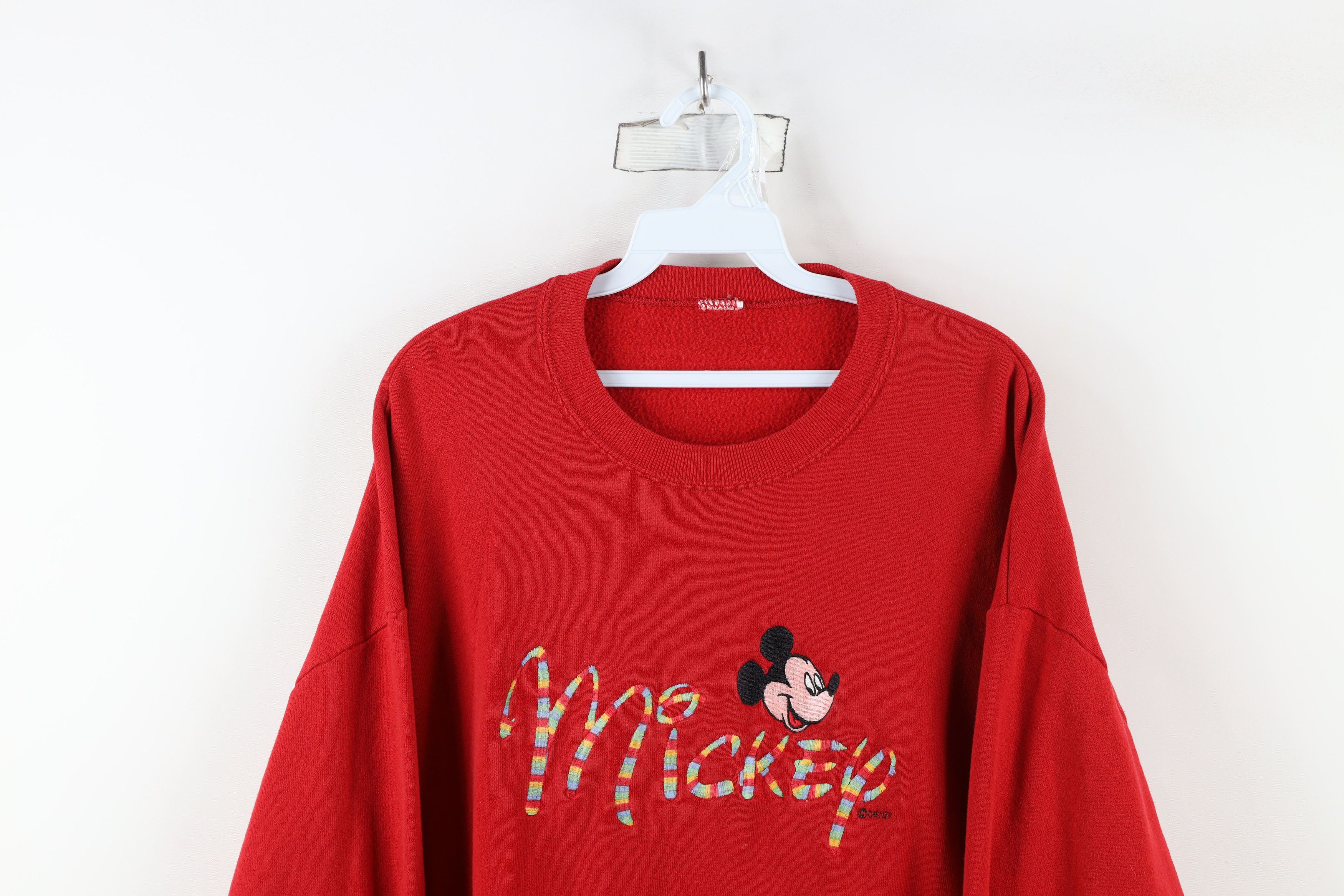 Disney × Vintage Vintage 90s Disney Rainbow Striped Mickey Mouse Sweatshirt Size US XL / EU 56 / 4 - 2 Thumbnail