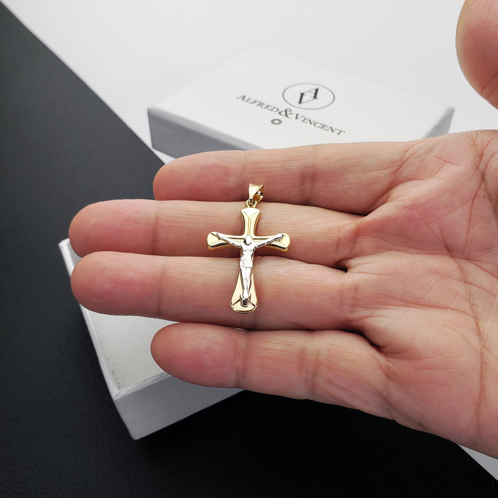 Other Jesus Flared Cross Christian Pendant 2-tone 14k Y & W Gold Size ONE SIZE - 3 Thumbnail