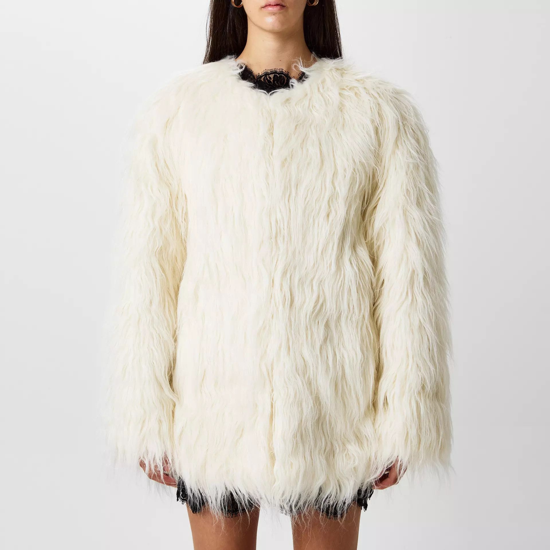 Saint Laurent Paris o1bcso1str1225 Manteau Faux Fur Arctique in White Size XS / US 0-2 / IT 36-38 - 3 Thumbnail