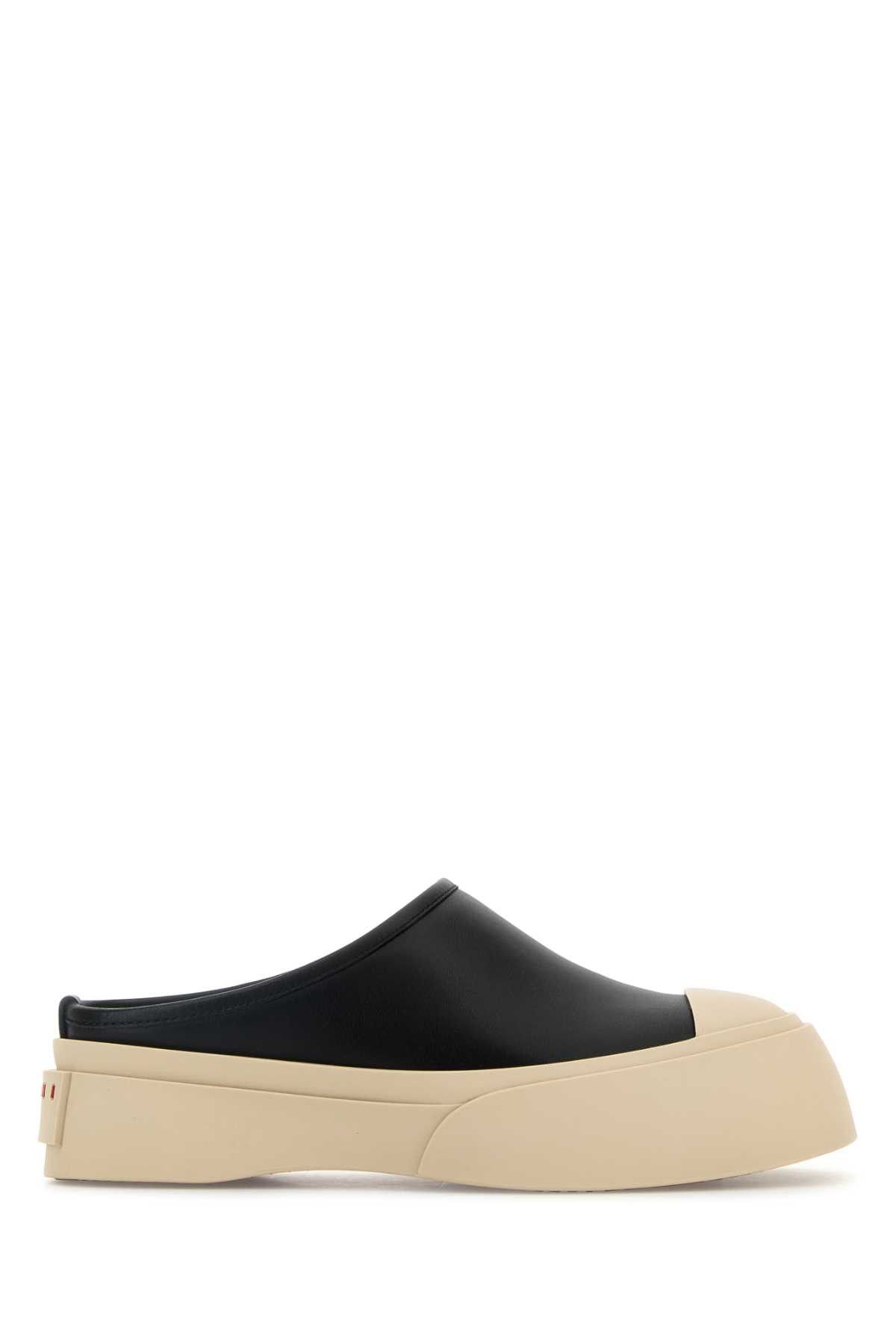 Black Leather Pablo Slippers