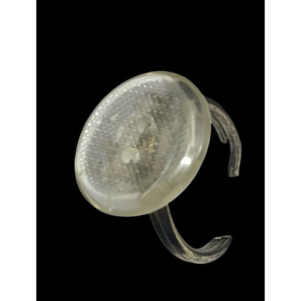 Other Handmade Upcycled Clear Textured Button Ring Size 6 Size ONE SIZE - 11 Thumbnail