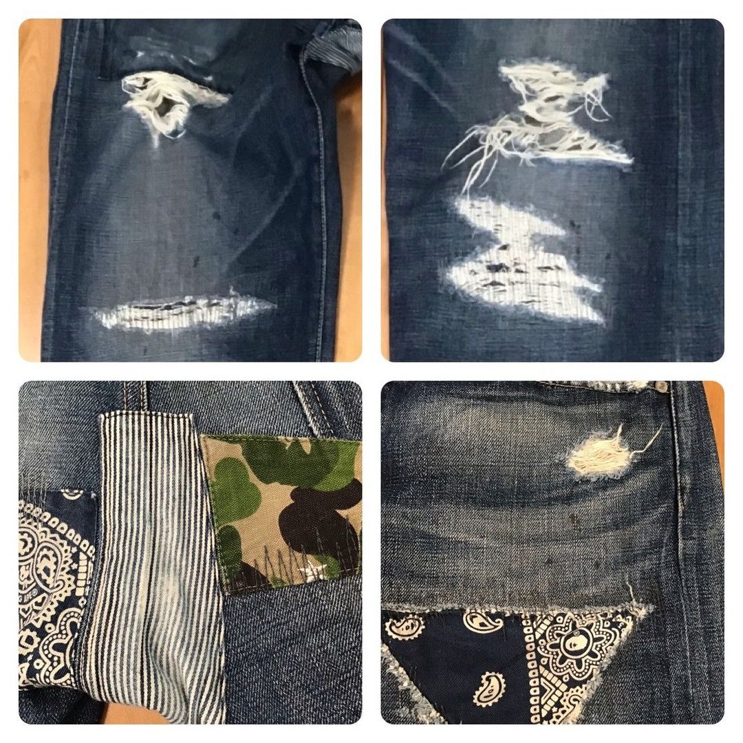 Bape × Nigo BAPE camo DAMAGE DENIM PANTS a bathing ape NIGO ★size M Size US 32 / EU 48 - 5 Thumbnail