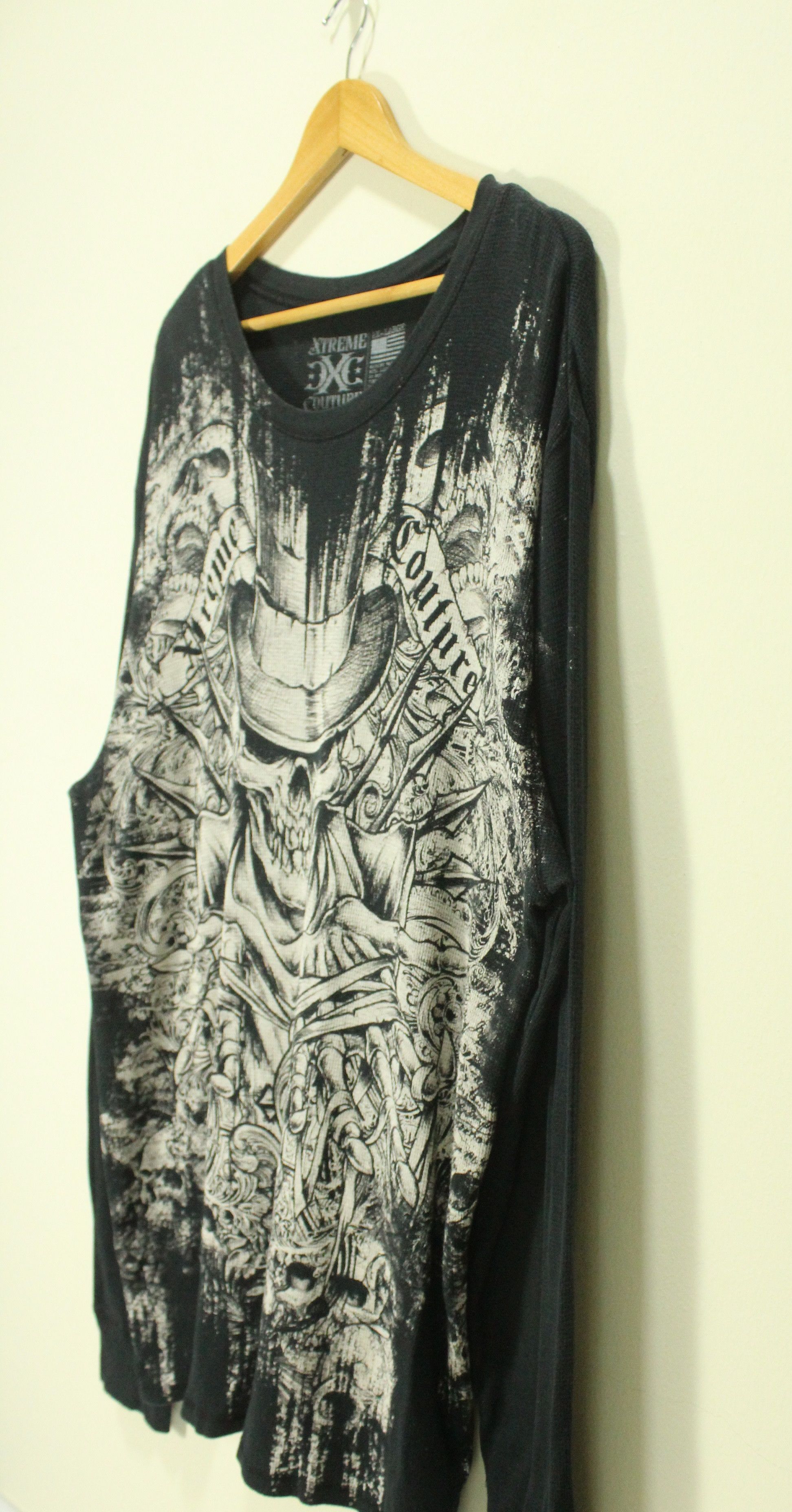 Vintage EXTREME COUTURE Shirt Skull Thermal Graphic Taatoo Size US XXL / EU 58 / 5 - 8 Thumbnail