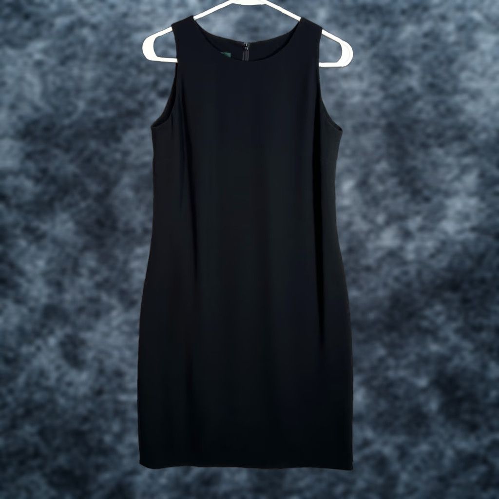 Ralph Lauren VINTAGE Lauren Ralph Lauren Black Sleeveless Sheath Dress Women 8 Polyester Blend Tight Knee Length Women Dresses Size M / US 6-8 / IT 42-44 - 1 Thumbnail