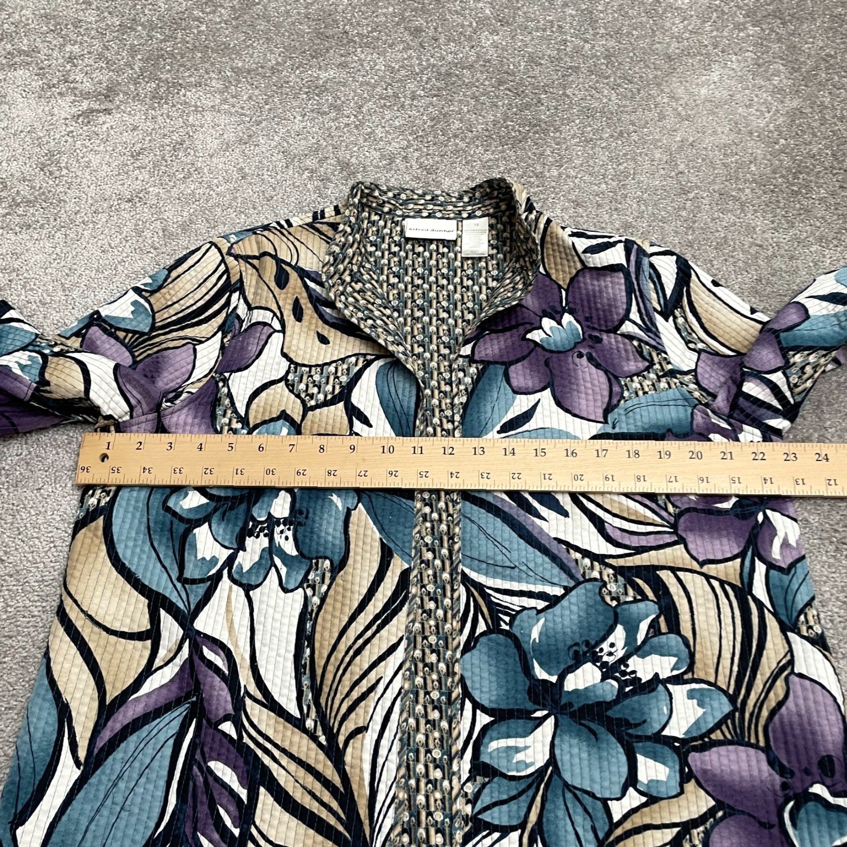 Vintage Alfred Dunner Jacket Womens 12 Purple Floral Reversible Open All Seasons Long Sleeve Casual Workwear Classic Designer Size XL / US 12-14 / IT 48-50 - 6 Thumbnail