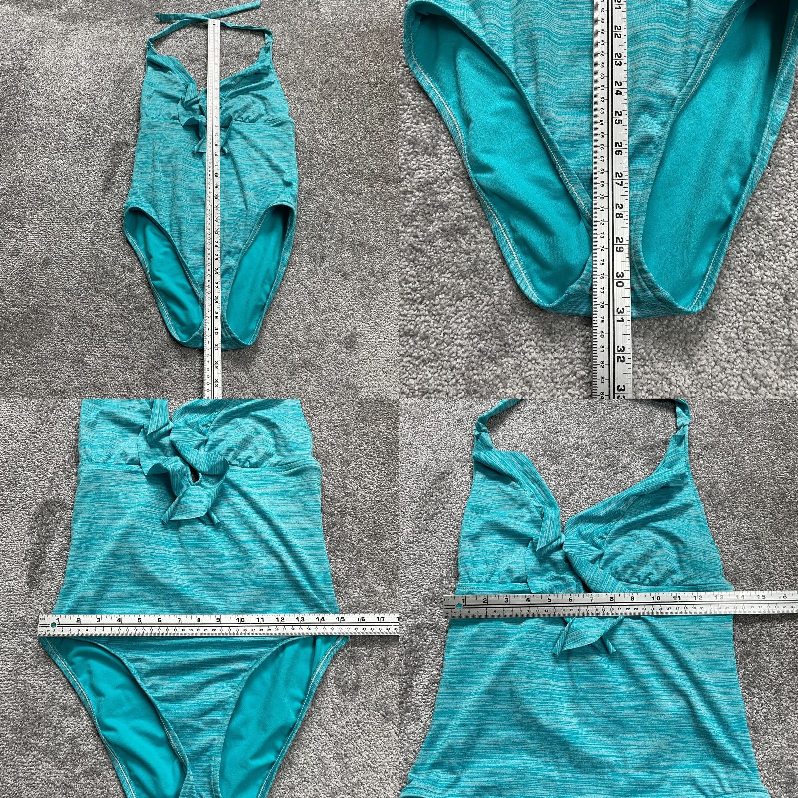 Mossimo Mossimo One Piece Swimsuit Women Large Blue Halter Backless Ruffles Bathing Suit Size L / US 10 / IT 46 - 8 Thumbnail