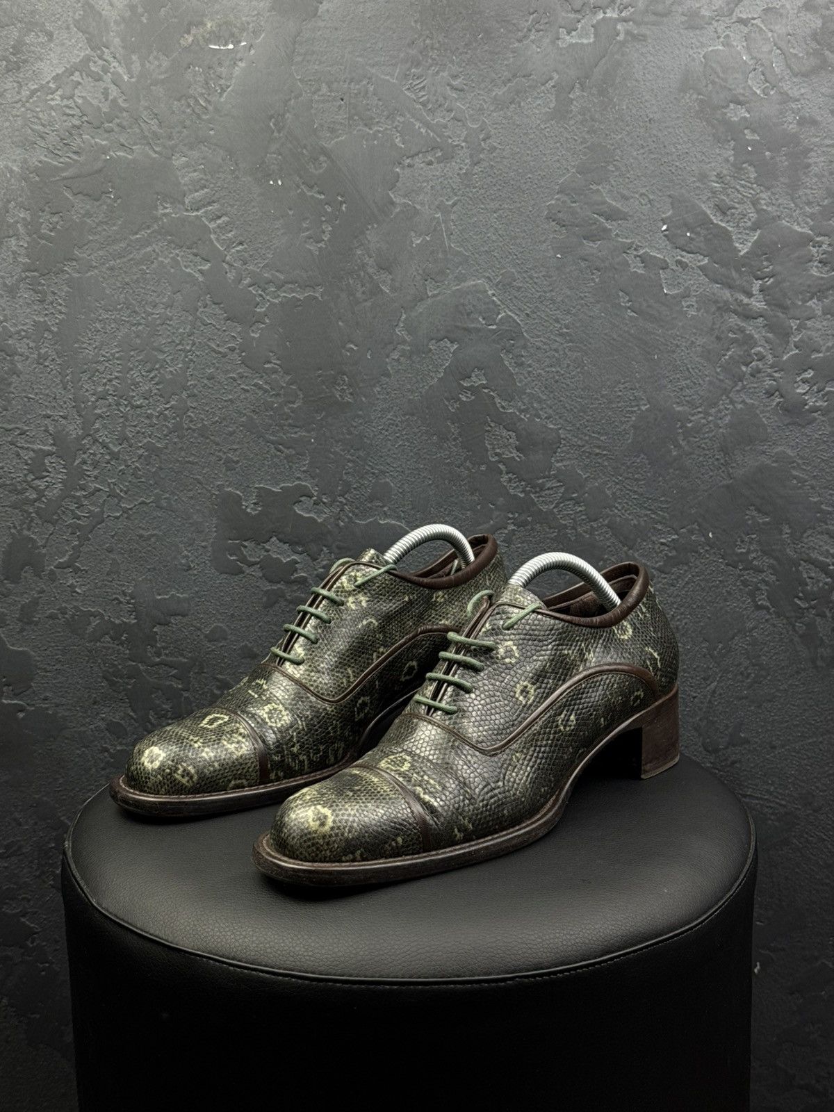 Prada Vintage Prada Python Effect Heeled Derby Shoes Archive 90s Size US 8 / IT 38 - 1 Thumbnail