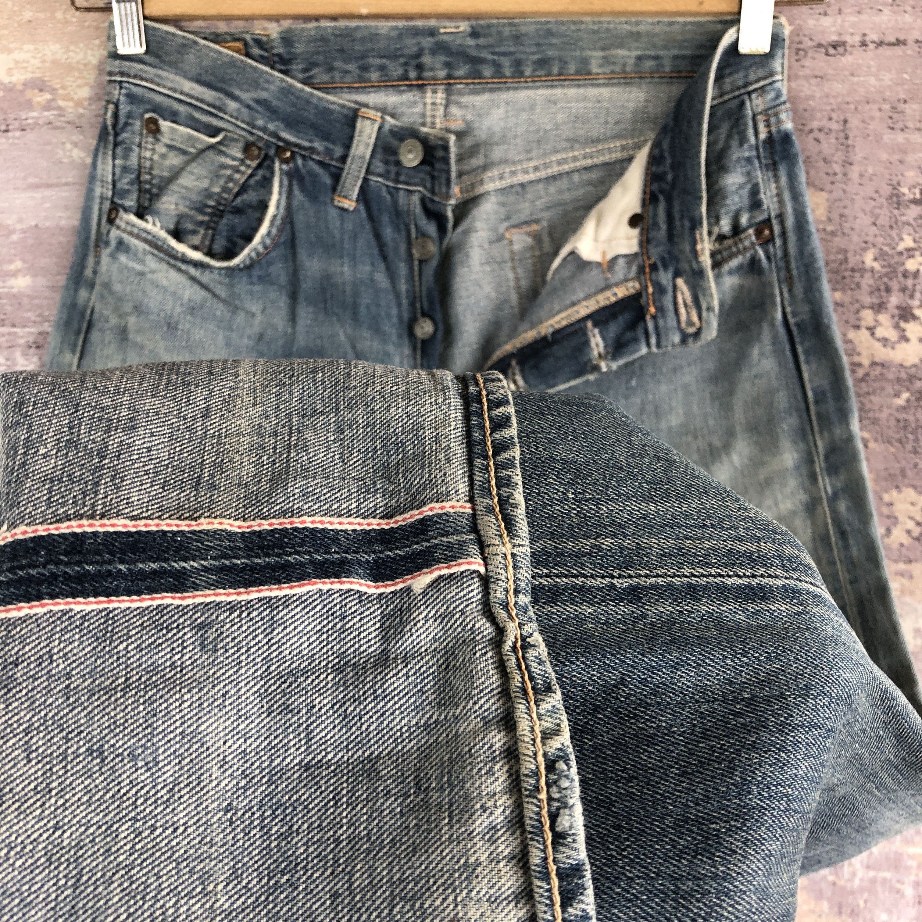 Edwin Vintage Edwin 505 Japan Selvedge Denim Faded Redline Jeans Size US 30 / EU 46 - 7 Thumbnail