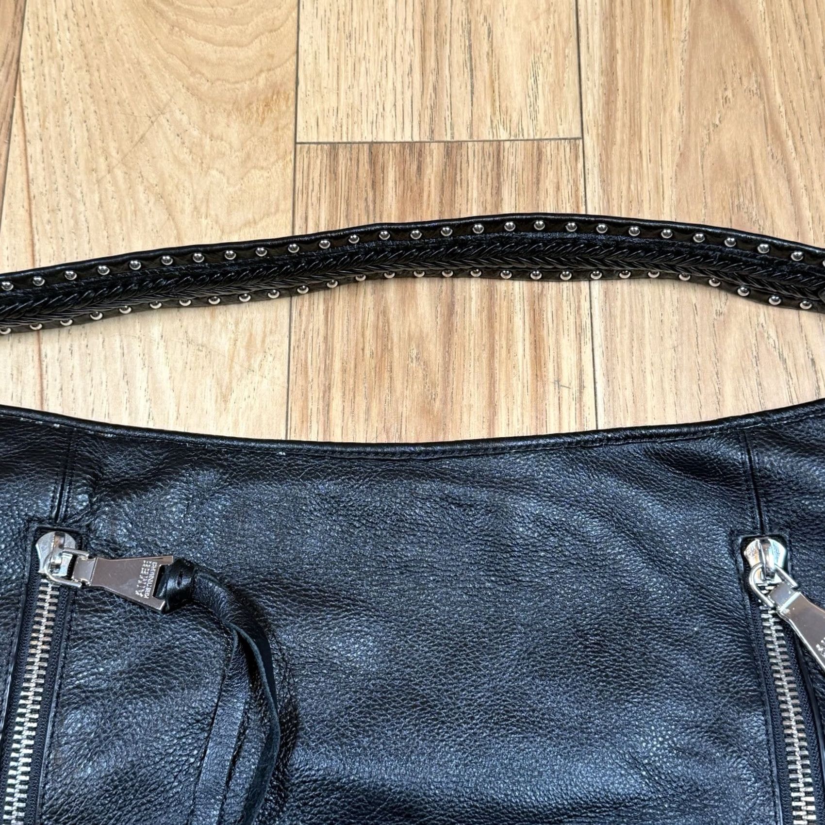 Vintage Aimee Kestenberg Shoulder Bag Black Pebbled Leather Cheetah Print Animal Pattern Purse Women Mens? Size ONE SIZE - 5 Thumbnail