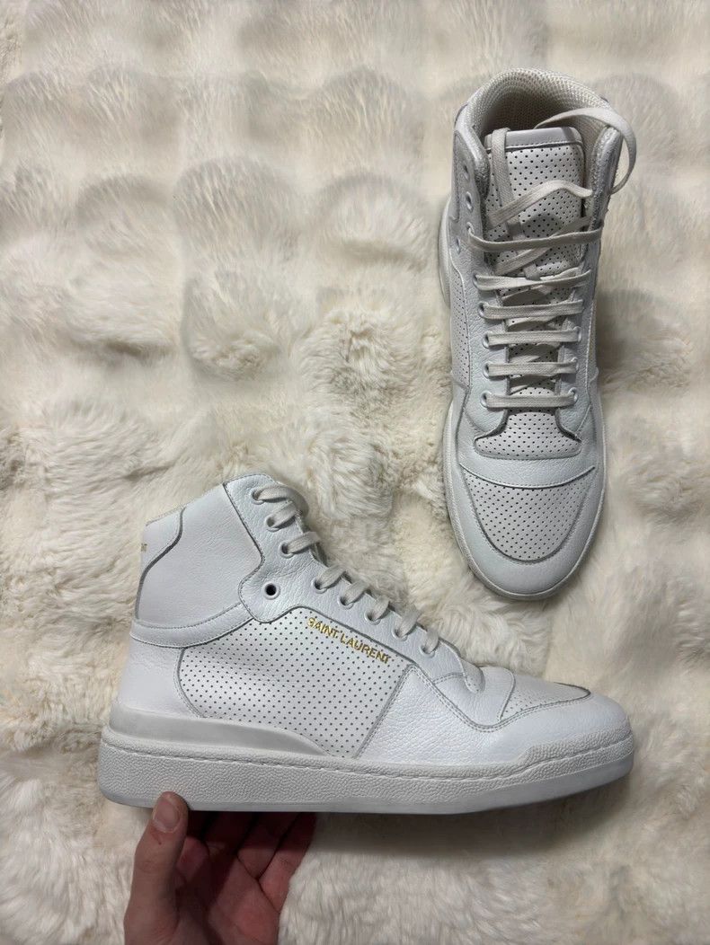 Saint Laurent Paris Saint Laurent Paris Pure white high-top board shoes sports Size US 8 / EU 41 - 2 Thumbnail