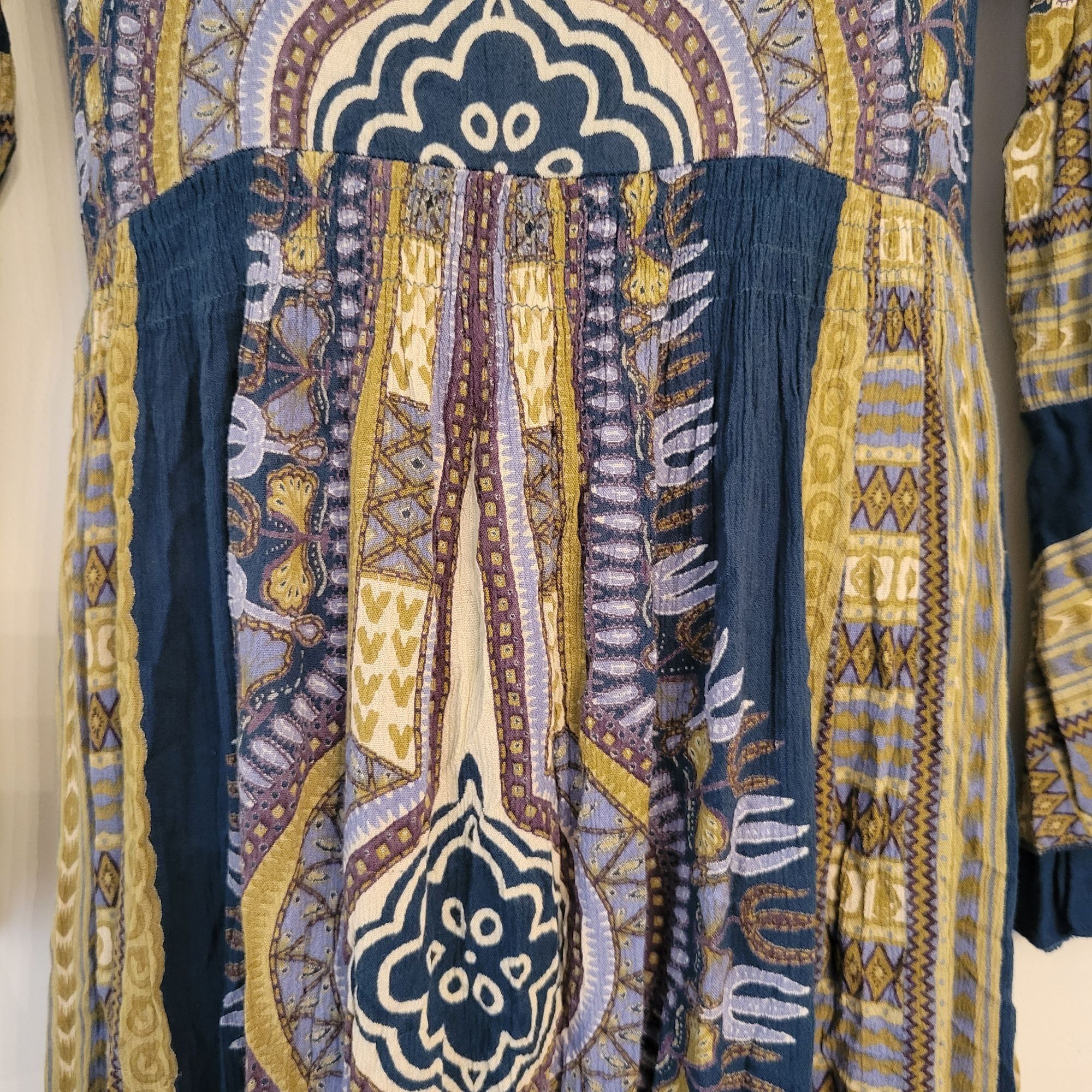 Vintage Earthbound Trading Boho Maxi Dress Ethnic Print Flared Sleev Size M / US 6-8 / IT 42-44 - 5 Thumbnail