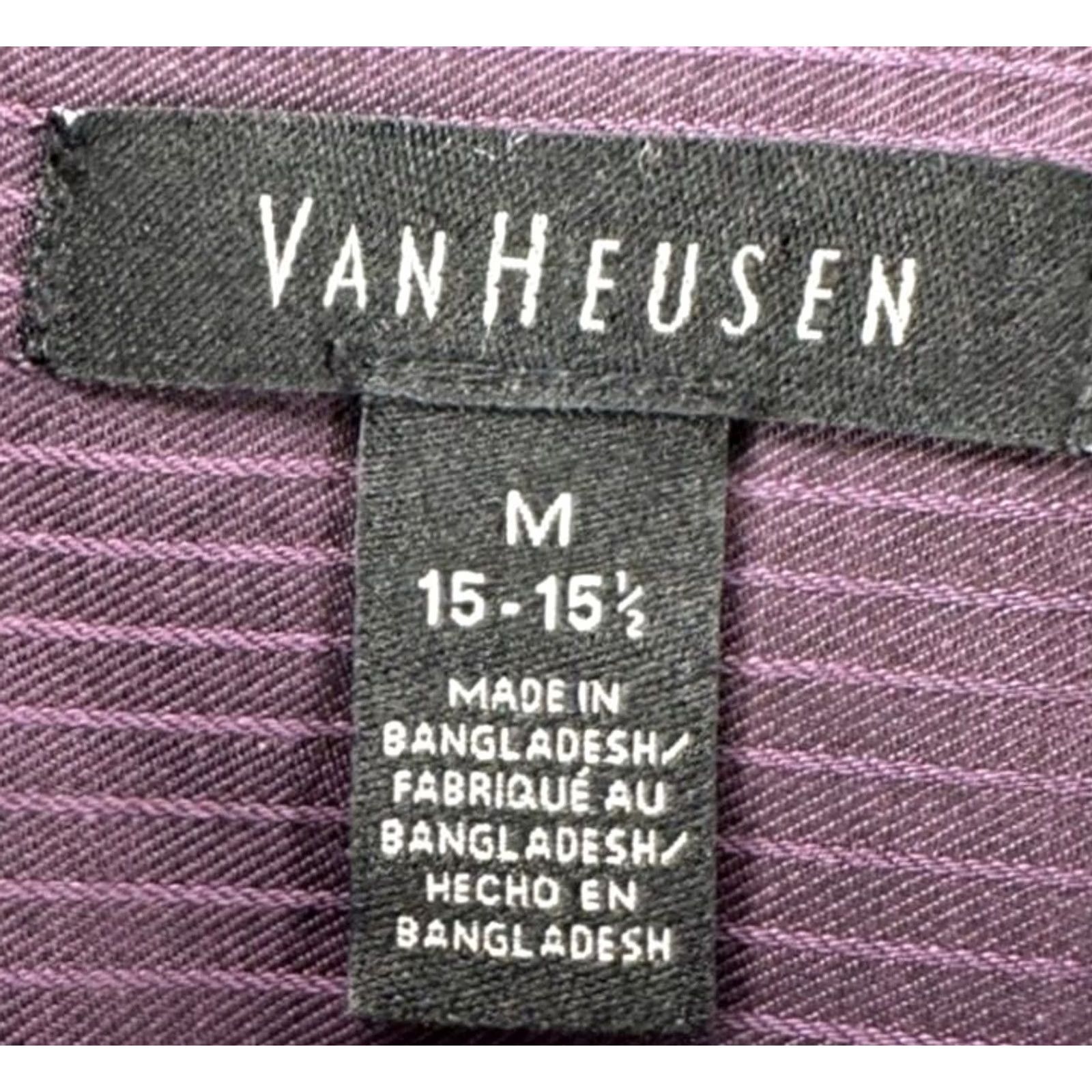 Van Heusen VINTAGE? No. Actually: Van Heusen Dress Shirt Men 15-15.5 Purple Striped Button-Up Shirt Adult Medium NEW Size 40R - 5 Thumbnail