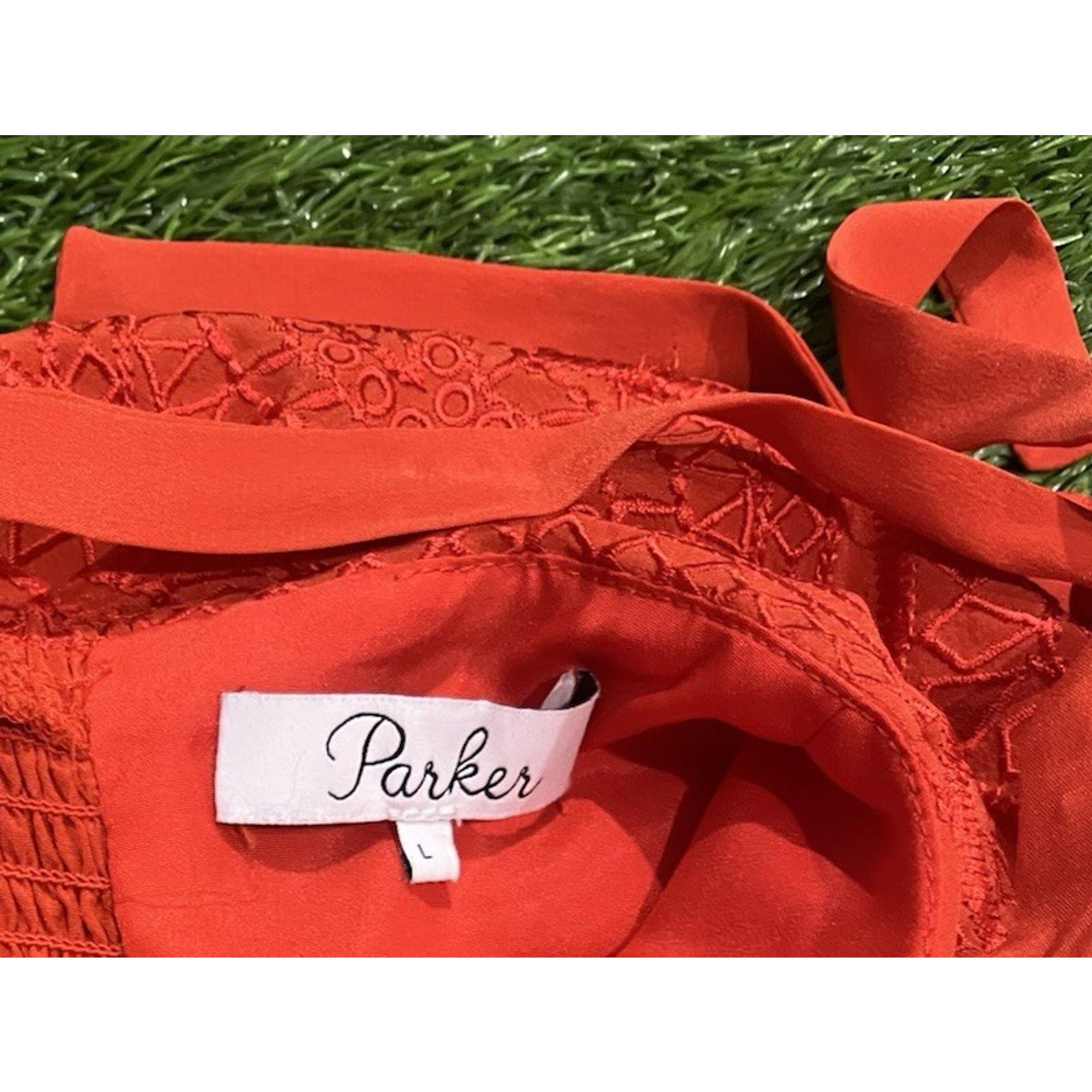 Parker PARKER Nia Orange Silk Embroidered Lace Dress Small $398 Size S / US 4 / IT 40 - 10 Thumbnail