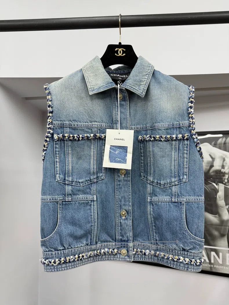 Chanel Chanel 25A tweed rolled-edged denim jacket Size XXS / US 00 / IT 34 - 1 Thumbnail