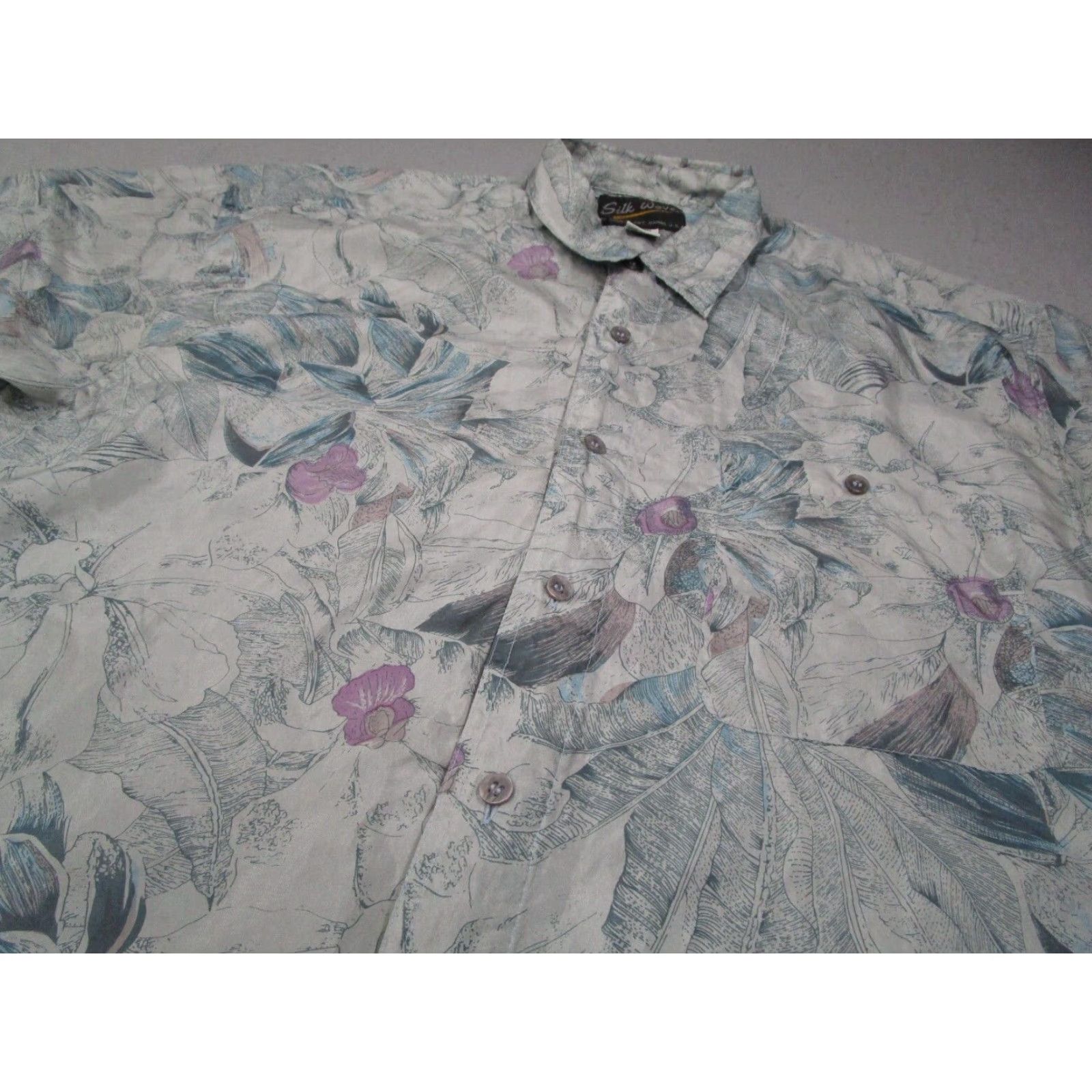 Etro VINTAGE Silk Wave Shirt Mens Medium Gray Floral Button Up Hawaiian Tiki Retro Size US M / EU 48-50 / 2 - 2 Thumbnail