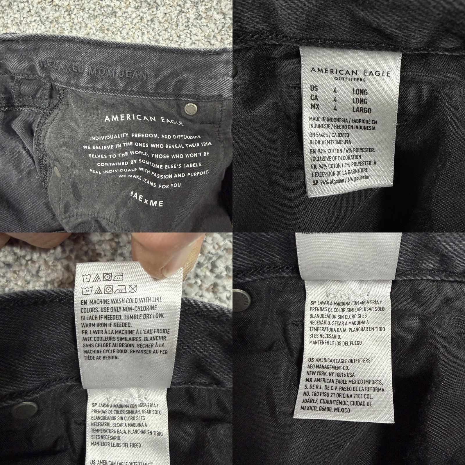 American Eagle Outfitters American Eagle Outfitters Relaxed Mom Jeans Womens 4 Long Black Distressed Denim Indie Edgy Jeans Trousers Footwear Not Included Size 27" / US 4 / IT 40 - 8 Thumbnail