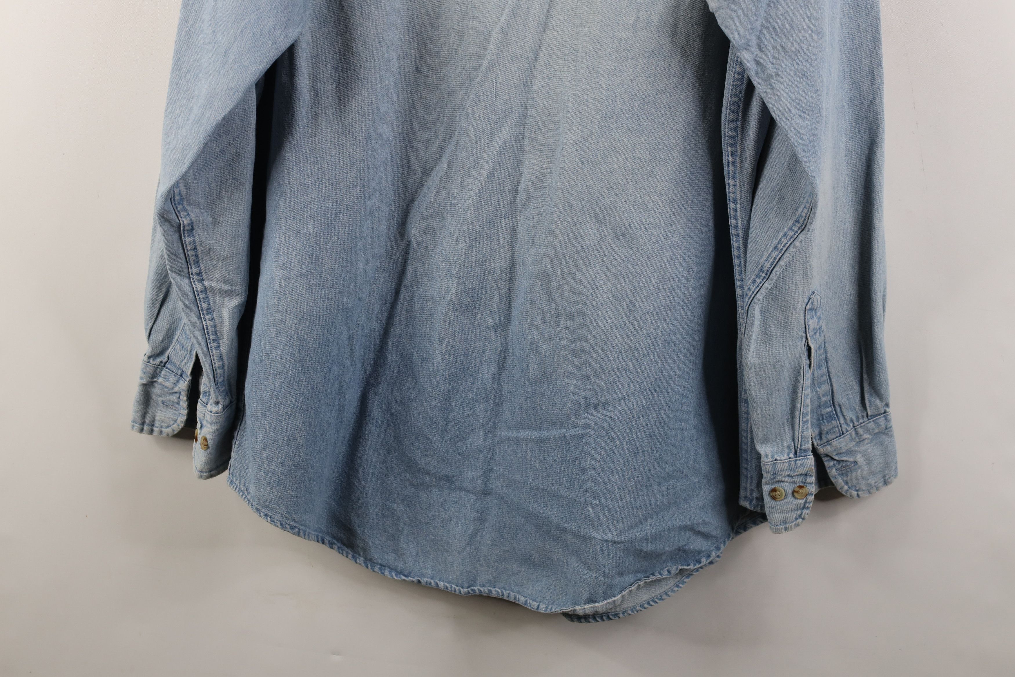 Vintage Vintage 90s Streetwear Baggy Denim Jean Button Shirt Blue Size US L / EU 52-54 / 3 - 15 Thumbnail