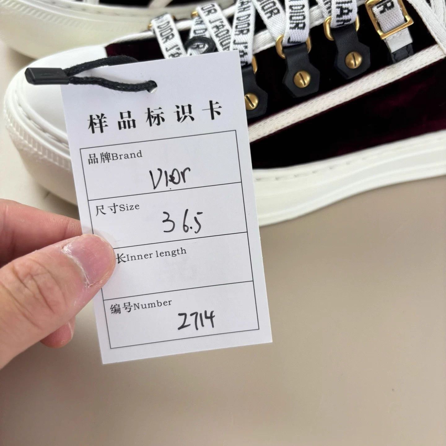Dior Dior Burgundy Mink Fur Logo Strap Sneakers 36.5 Size US 5.5 / IT 35.5 - 8 Thumbnail
