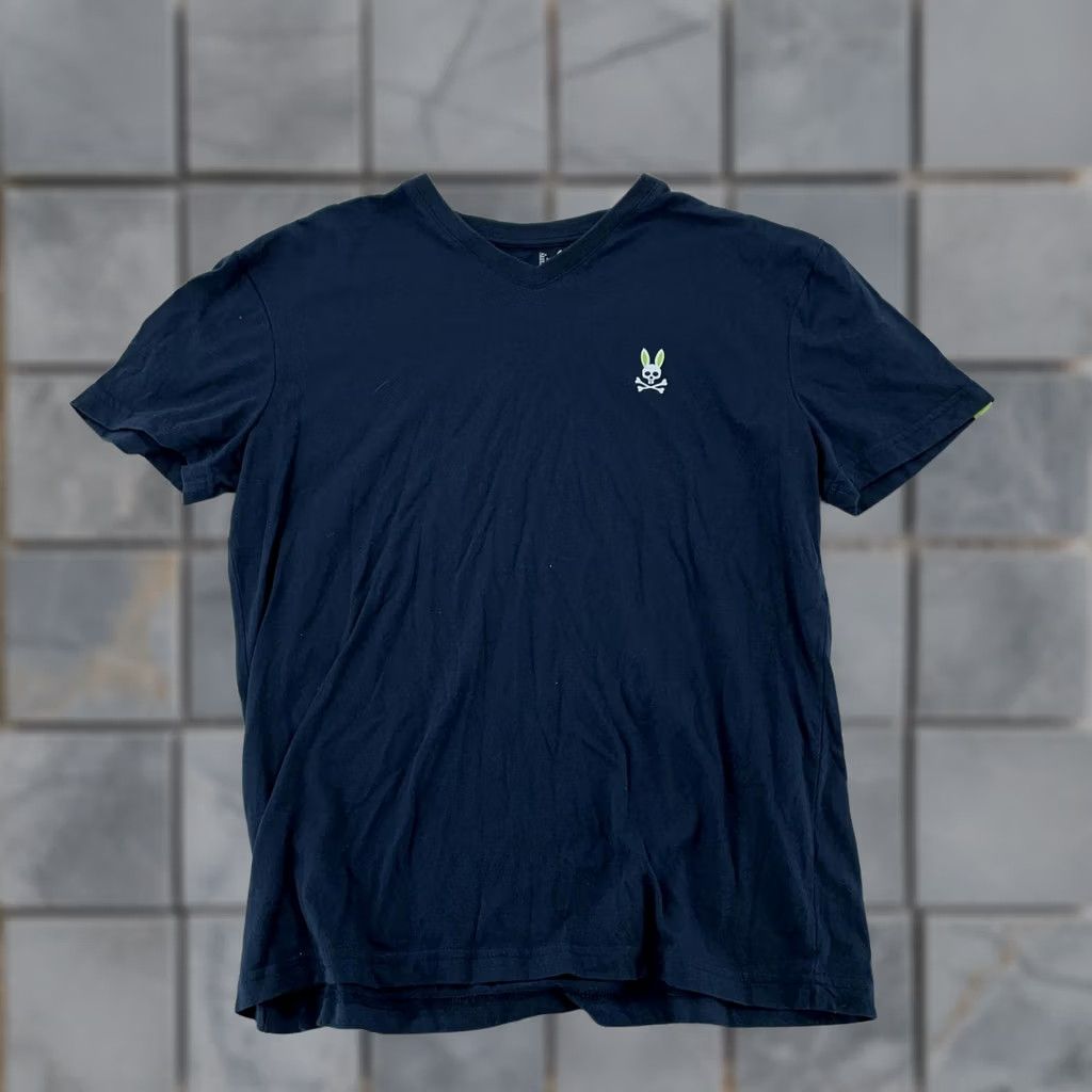 Psycho Bunny Psycho Bunny Shirt CROP FIT Small Navy V-Neck Short Sleeve Skull Bunny Logo Tee Mens Navy Small Tee Size US S / EU 44-46 / 1 - 1 Thumbnail