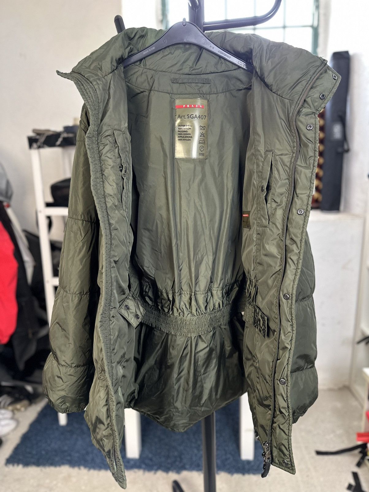 Prada Prada Sport SGA407 Down Puffer Jacket Olive Green Size 52/L Size US L / EU 52-54 / 3 - 6 Thumbnail