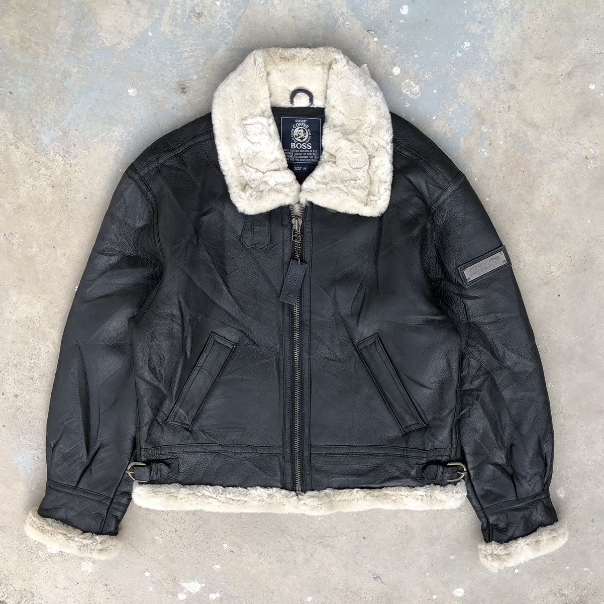 Vintage Vintage Suntory Boss Coffee B-3 Sherpa Leather Jacket Size US M / EU 48-50 / 2 - 2 Thumbnail