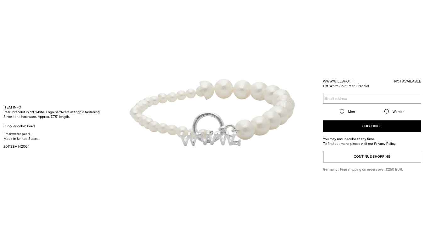 WWW.Willshot Will Shott WWW.Willshott Split Pearl Bracelet Size ONE SIZE - 2 Thumbnail