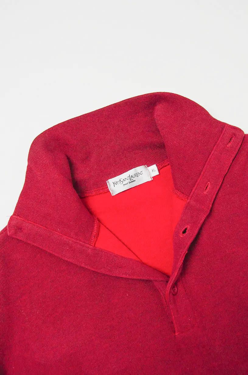 Yves Saint Laurent Yves Saint Laurent Red Fleece Half Button Pullover XL Size US XL / EU 56 / 4 - 4 Thumbnail