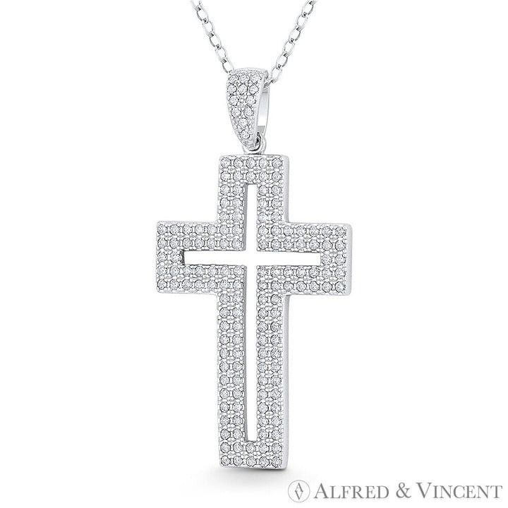 Other Latin Cross CZ Crystal Pendant in .925 Sterling Silver Size ONE SIZE - 1 Preview