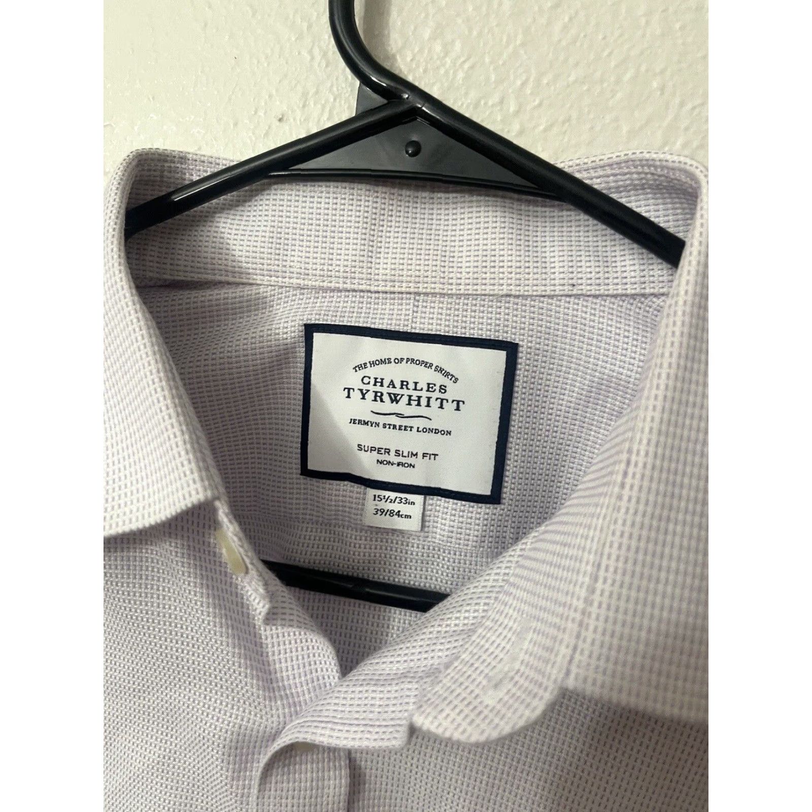Charles Tyrwhitt Charles Tyrwhitt Shirt Mens Solid Slim Fit Purple Button-Down Size 15.5/33 Size US M / EU 48-50 / 2 - 3 Thumbnail