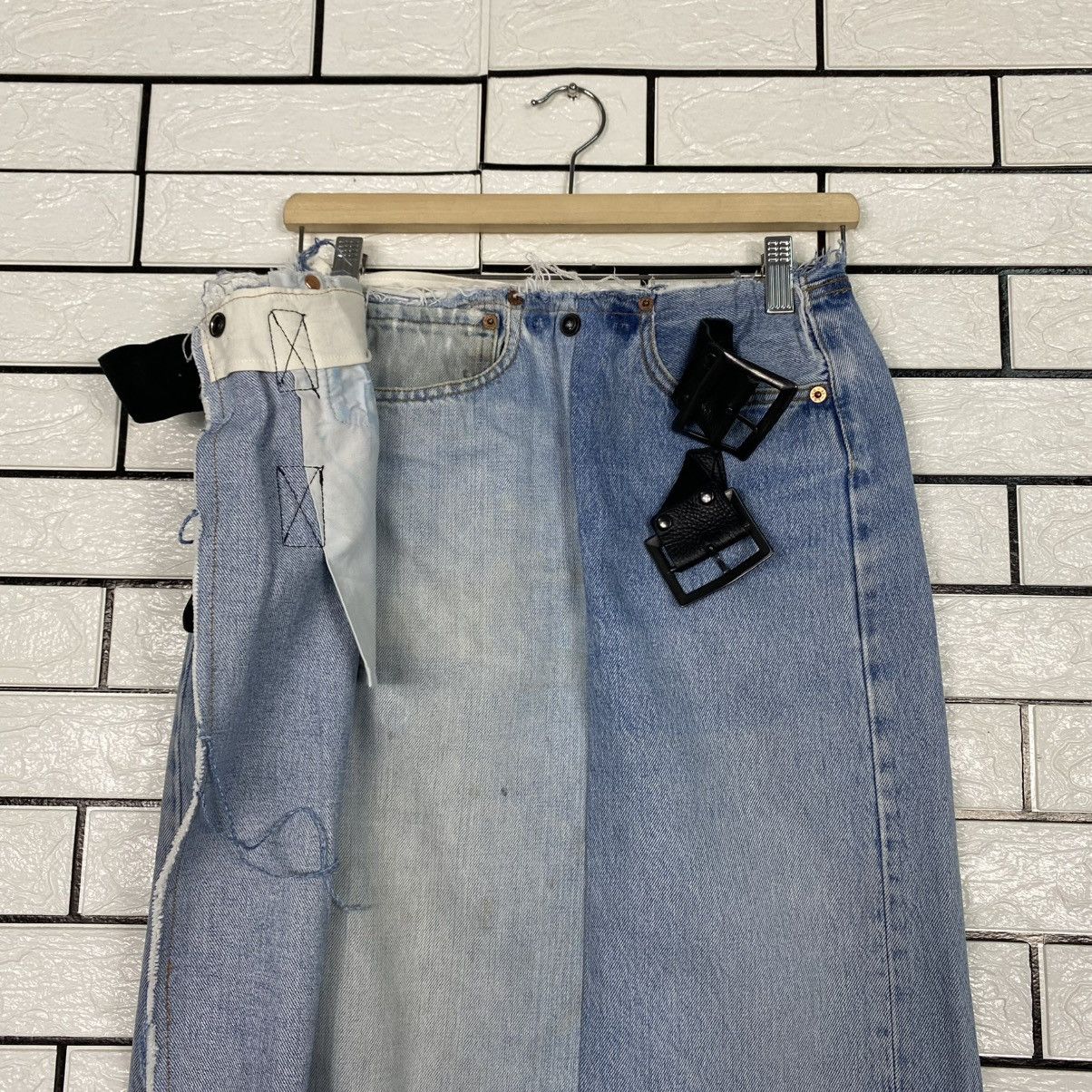 Needles 🔥DISTRESSED DESIGN DENIM LONG SKIRT REBUILD BY NEEDLES Size 28" / US 6 / IT 42 - 21 Thumbnail