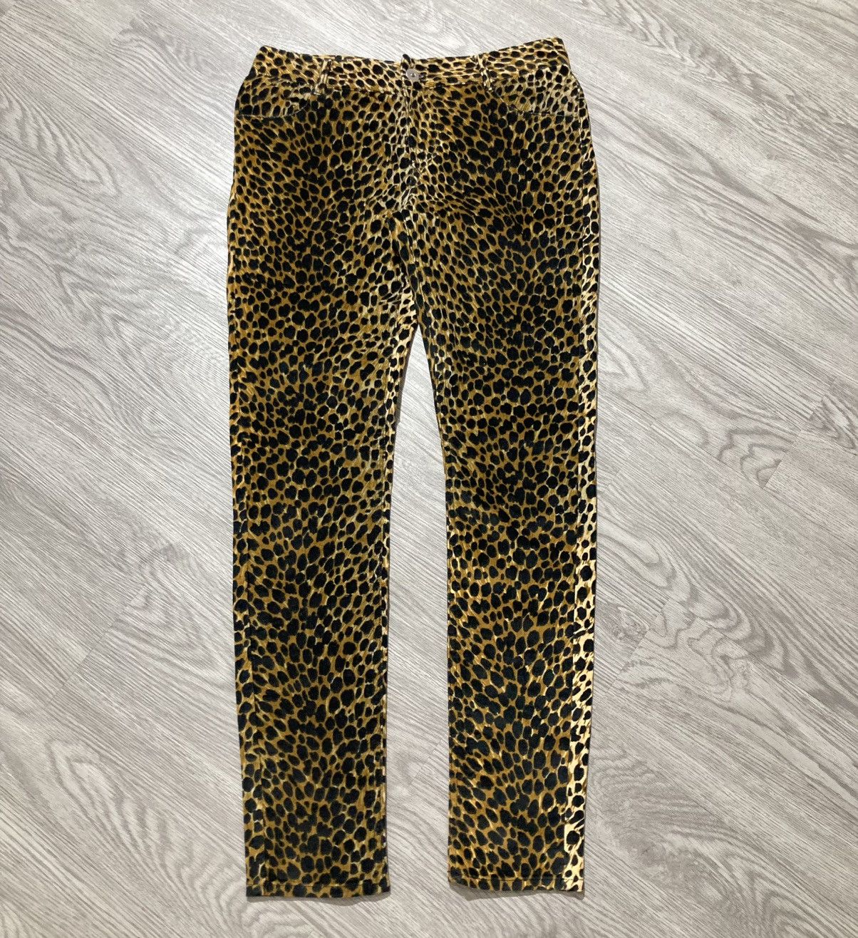 Japanese Brand 2000s Loaf Leopard Motif Waxed Slim Fit Pants Lgb Size US 28 / EU 44 - 1 Thumbnail