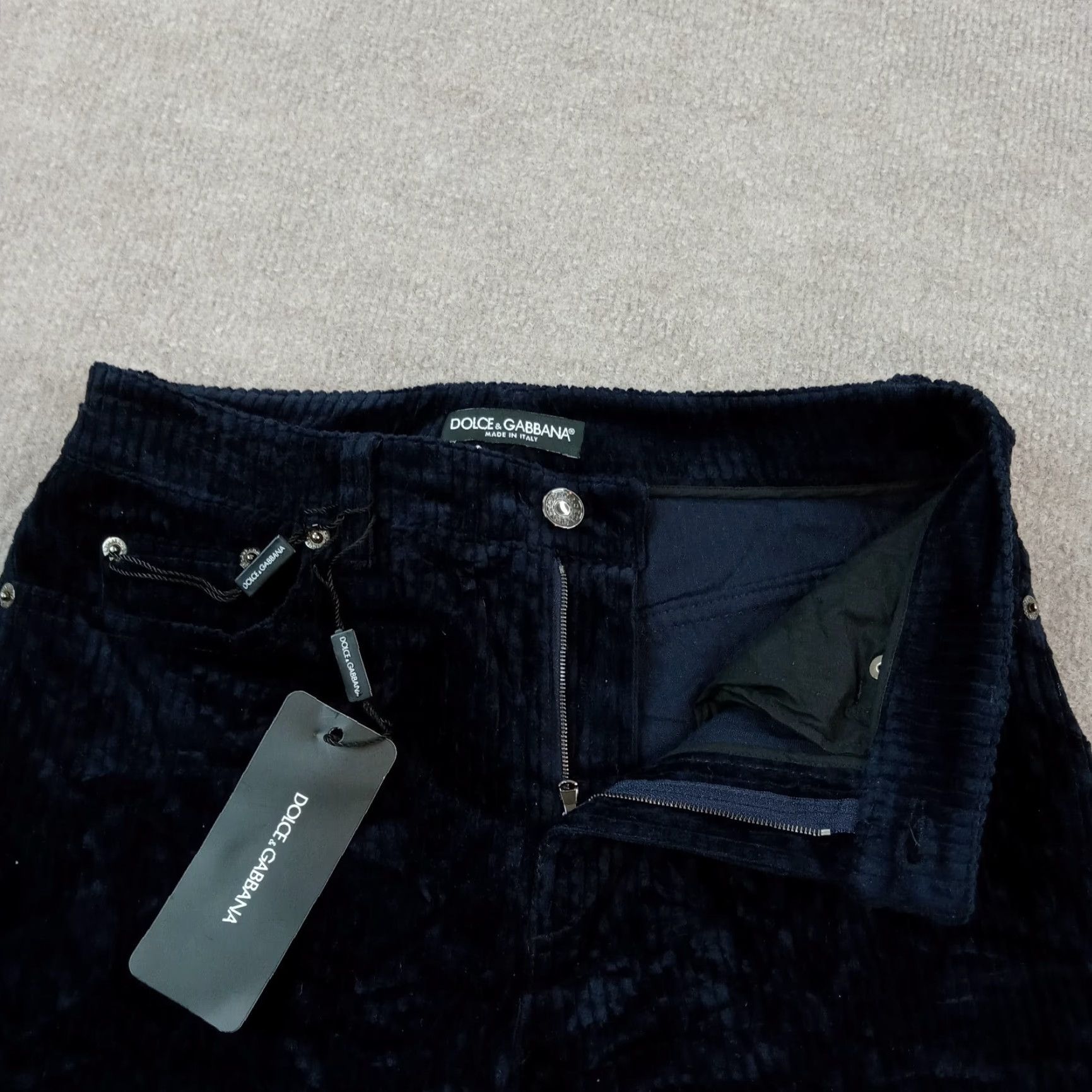 Dolce & Gabbana Dolce & Gabbana Womens Blue Corduroy Skinny Leg Pants 40 (27x28) Stretch Cotton Italy Size 27" / US 4 / IT 40 - 6 Thumbnail
