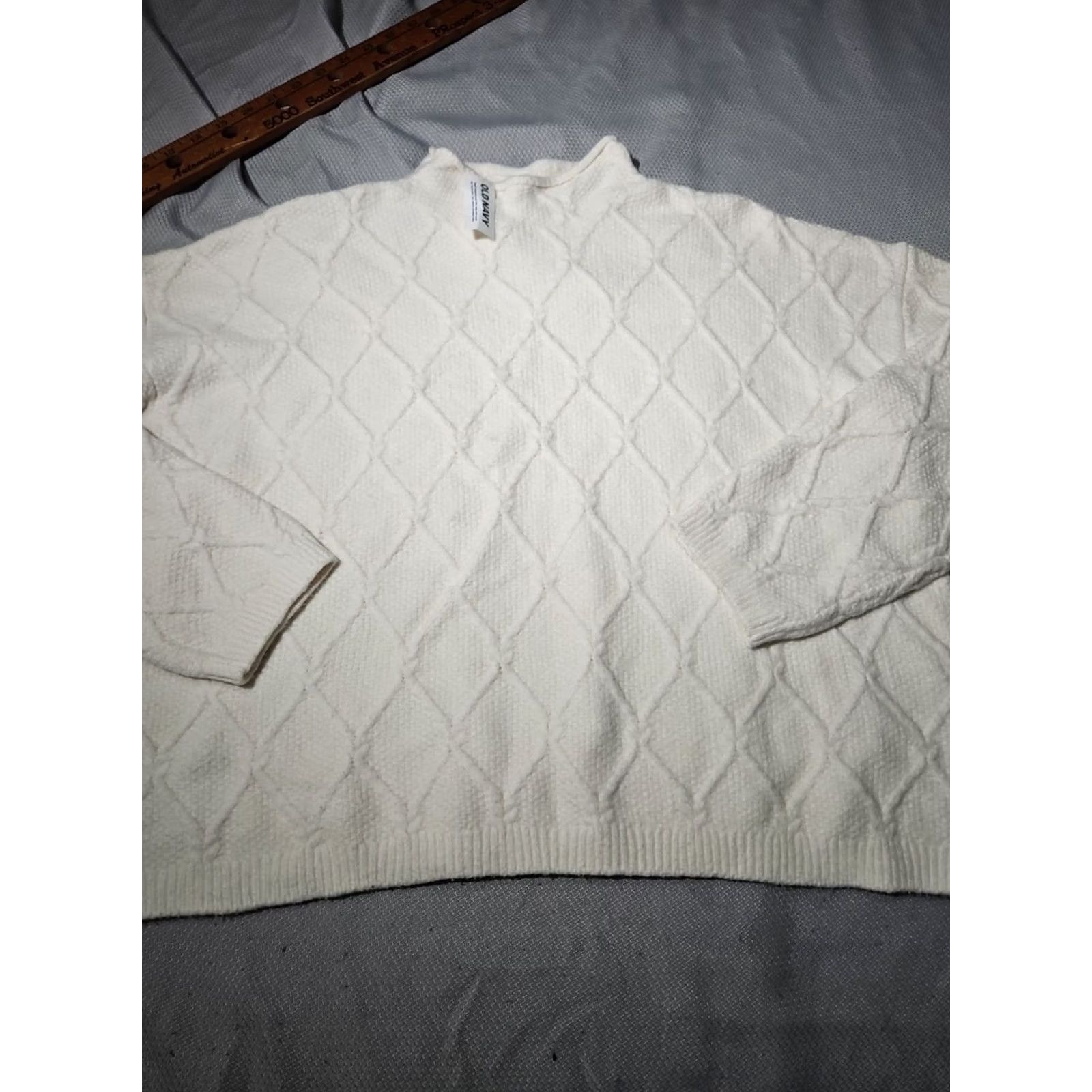 Old Navy Old Navy Sweater Womens Medium Ivory White Fisherman Knit Roll Neck Casual Size M / US 6-8 / IT 42-44 - 2 Thumbnail