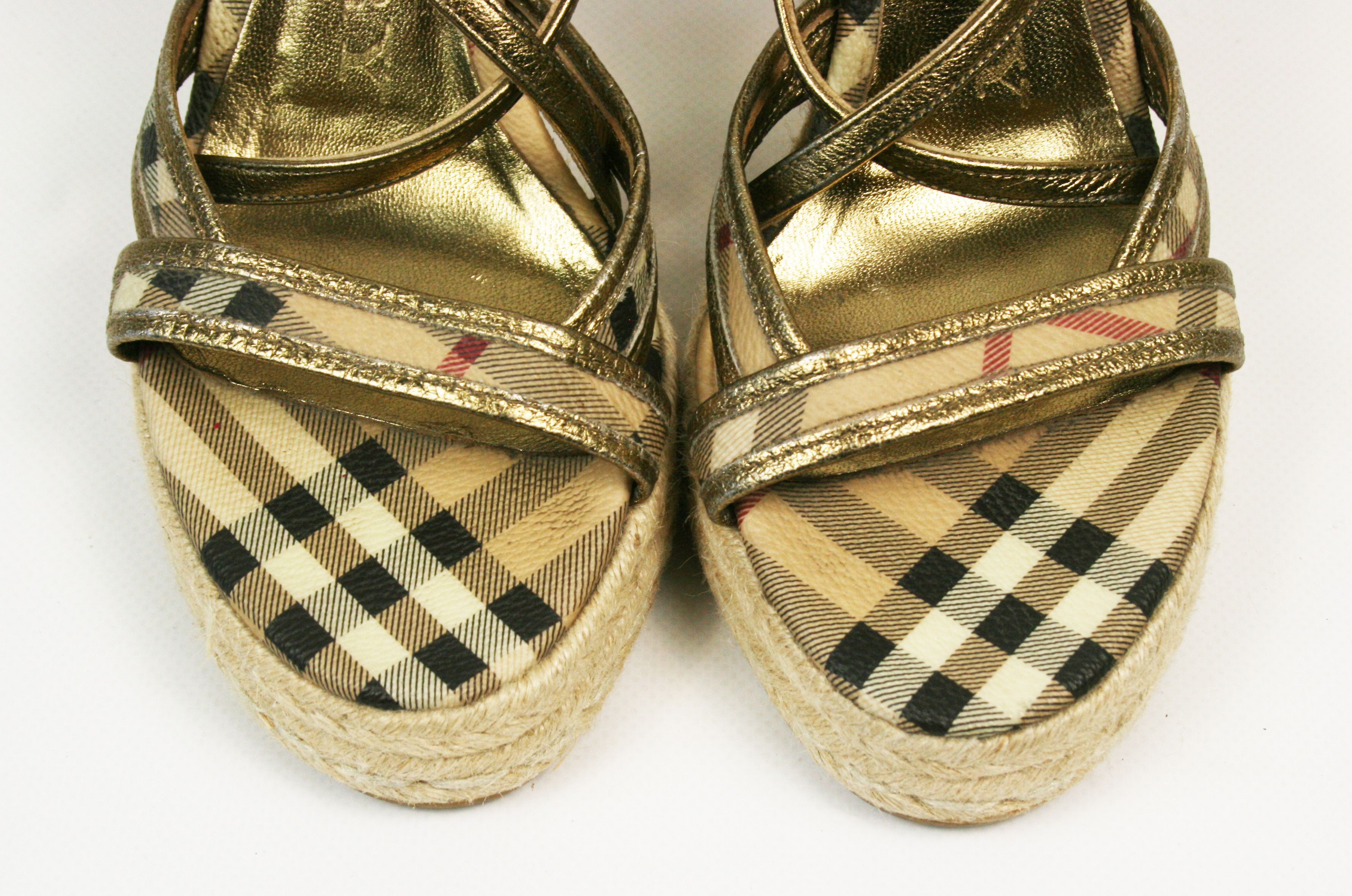 Burberry Nova Check Espadrilles Wedge Sandals Size US 6 / IT 36 - 5 Thumbnail