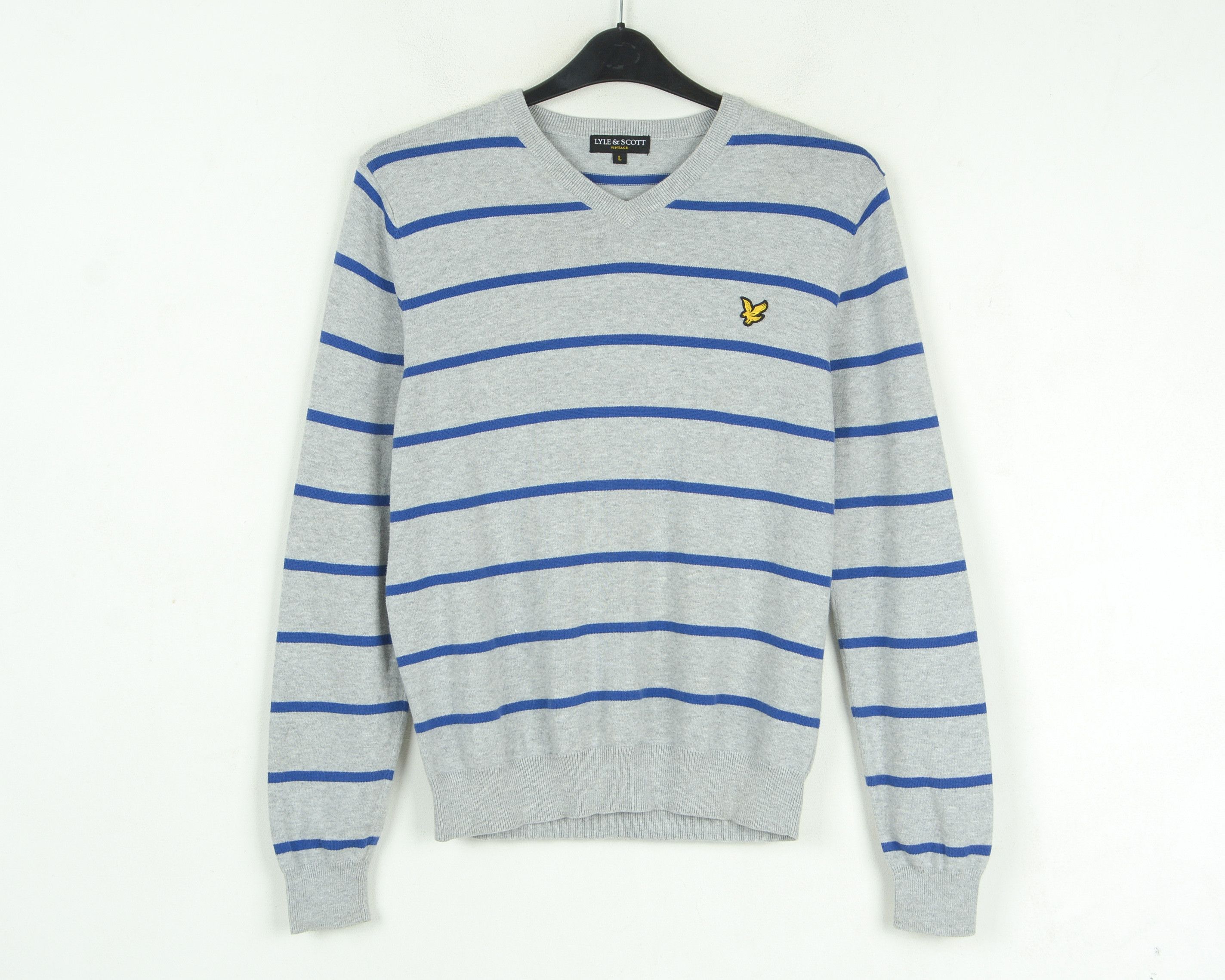 Lyle & Scott Men Sweatshirt L Sweater Jumper Pullover V Neck Logo Cotton Size US L / EU 52-54 / 3 - 1 Thumbnail