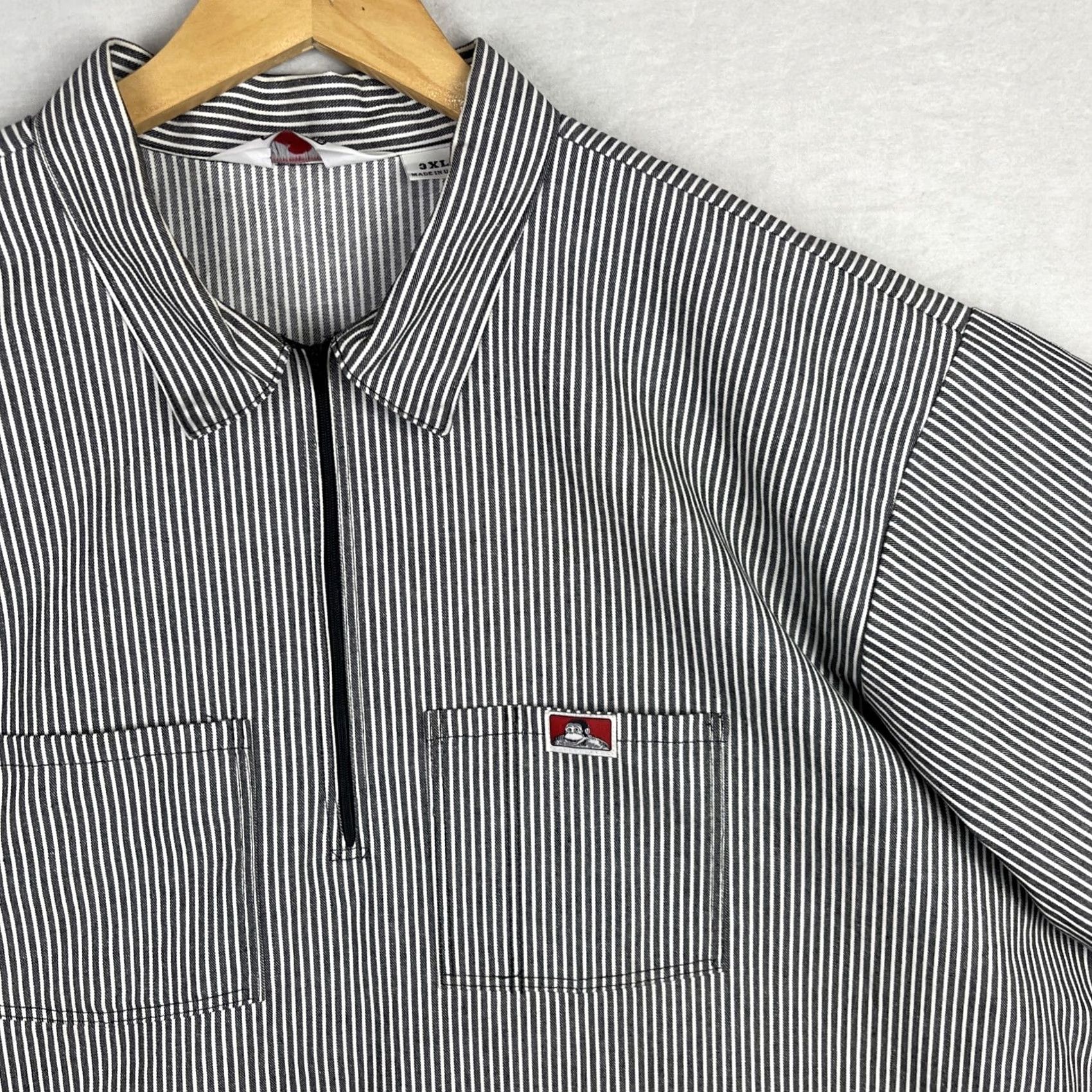 Ben Davis VINTAGE Ben Davis Shirt Mens 3XL Hickory Striped Work Pockets Half Zip Made In USA White USA Striped 3XL Ben Davis Shirt Mens Vintage Women's/Mens? Size US XXL / EU 58 / 5 - 3 Thumbnail