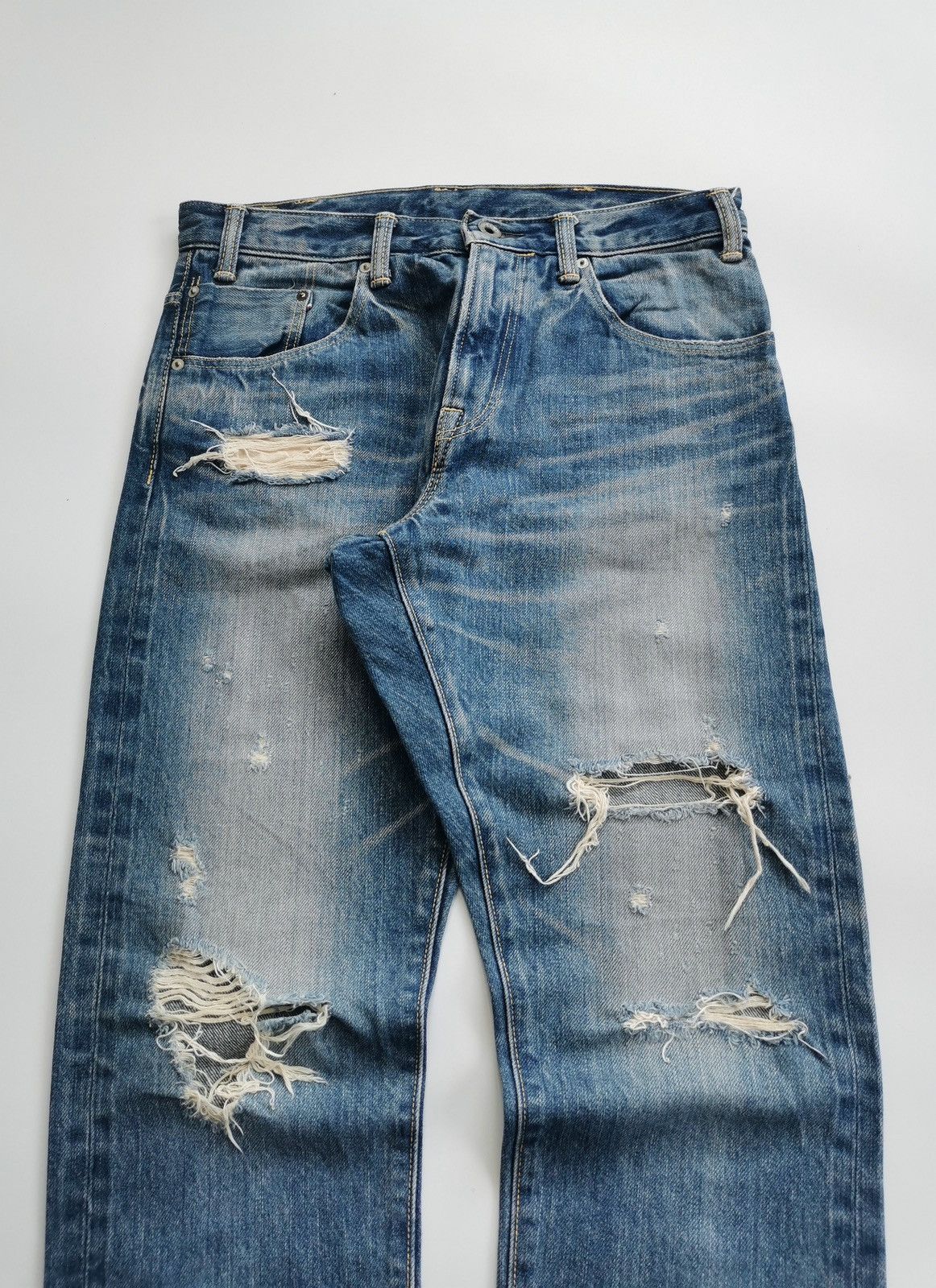 Sugar Cane DMG Selvedge Distressed Ankle Denim Jeans Size US 29 - 3 Thumbnail