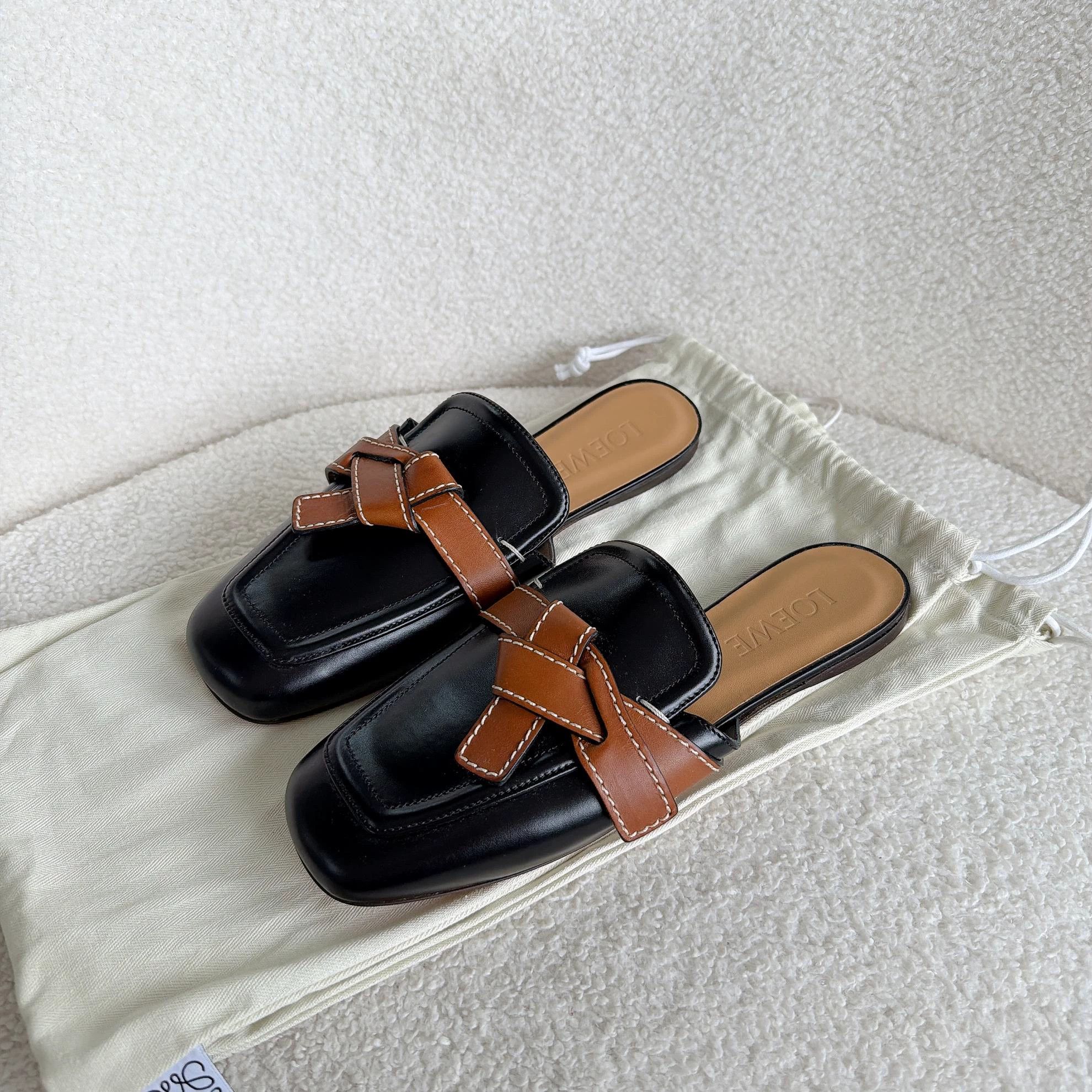 Loewe Loewe Black & Brown Mule 37 0152 Size US 6.5 / IT 36.5 - 1 Thumbnail